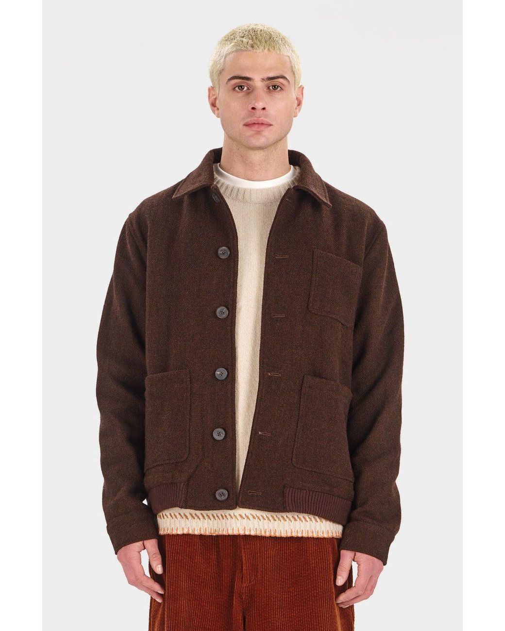 Komodo Brown Noel Wool Blend Jacket for men
