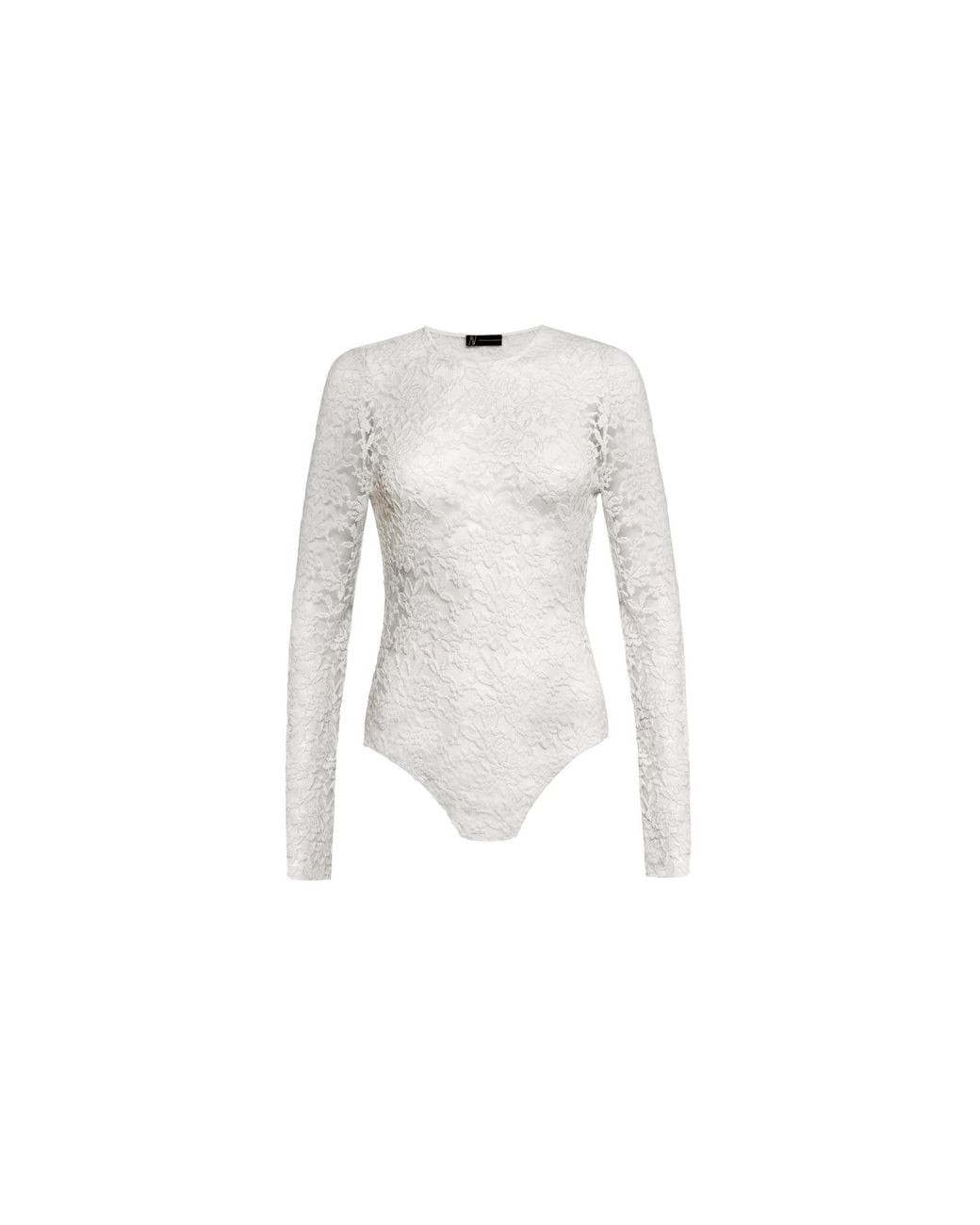 Audrey Vallens White Neutrals Selene Lace Bodysuit Off