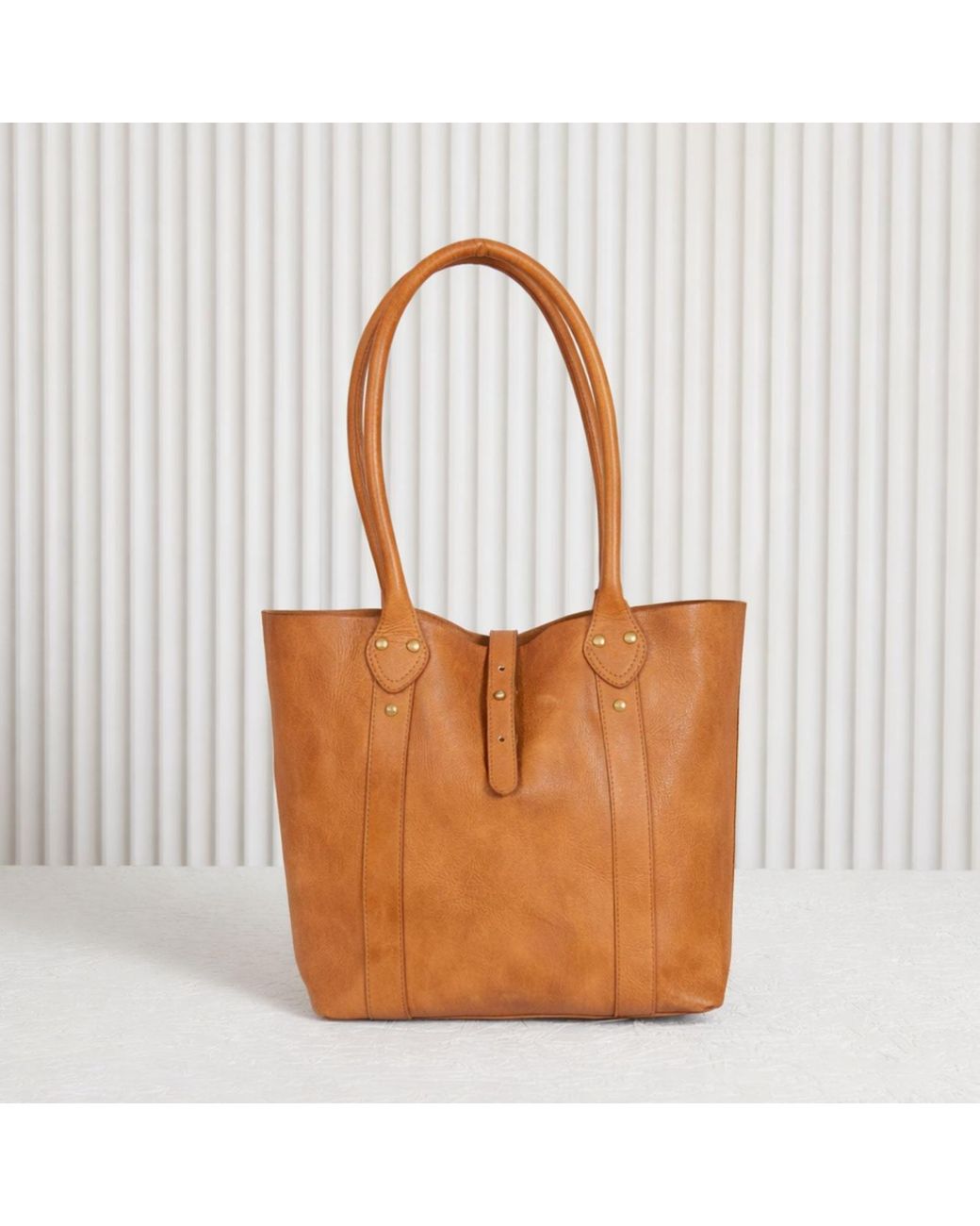 VIDA VIDA Orange Tan Soft Luxury Leather Tote Bag