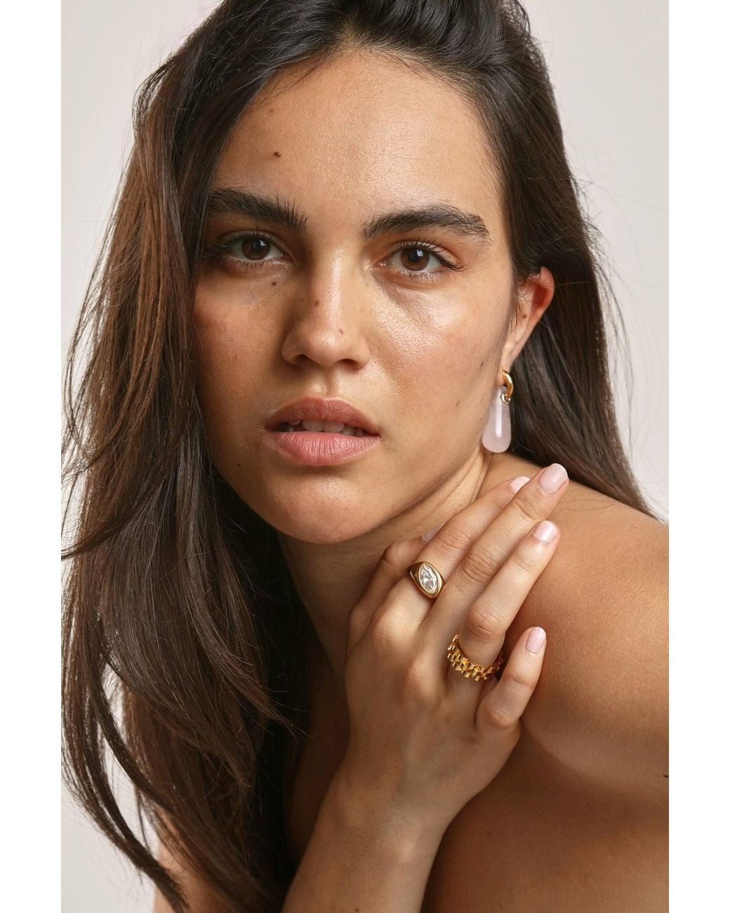 Ballinger Jewellery Metallic Pear Drop Signet Statement Chunky Ring