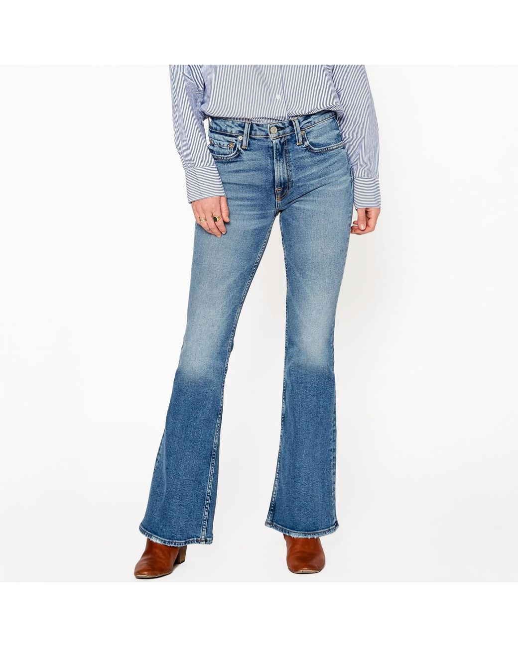 NOEND Blue Grace Mid Rise Flare Jeans