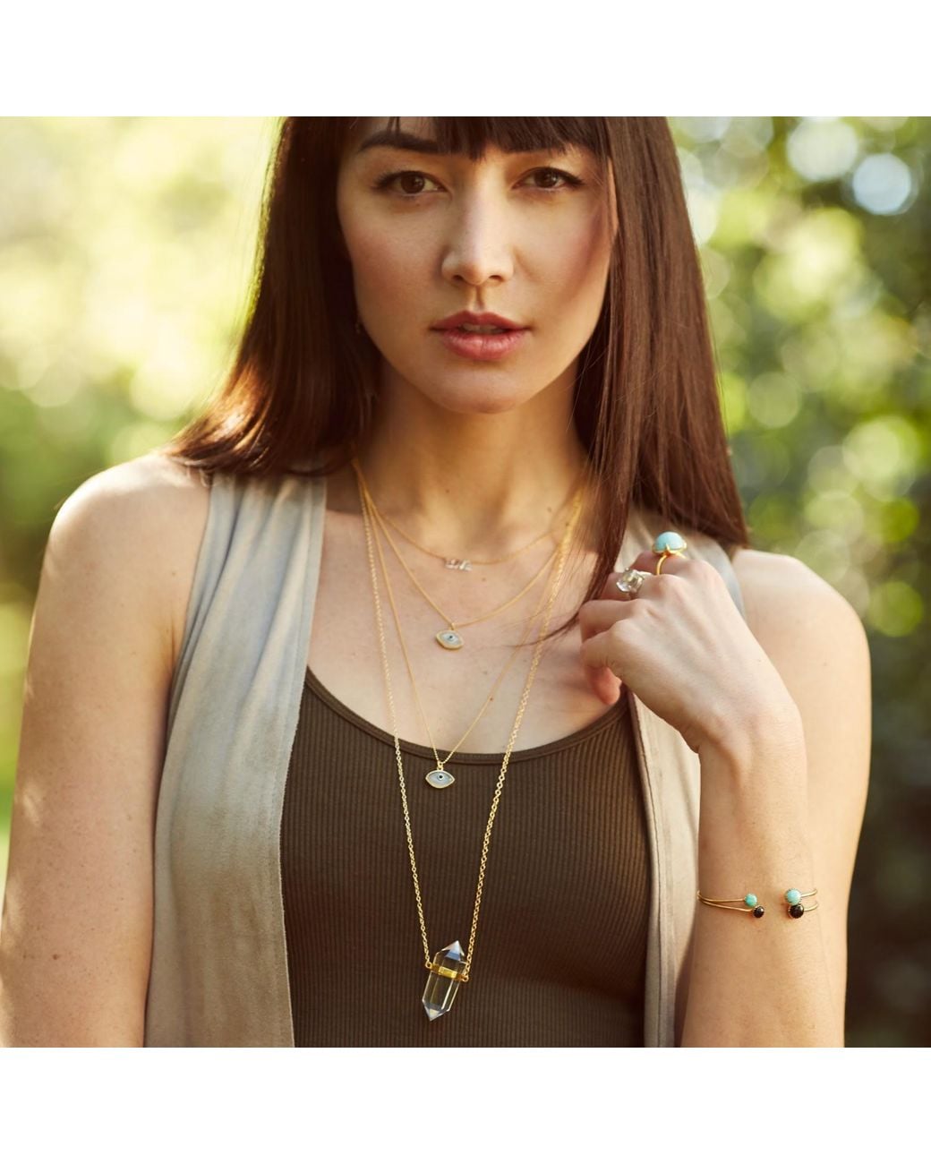 Heather Hawkins Jewelry Metallic Evil Eye Pendant-Filled Ball Chain Necklace