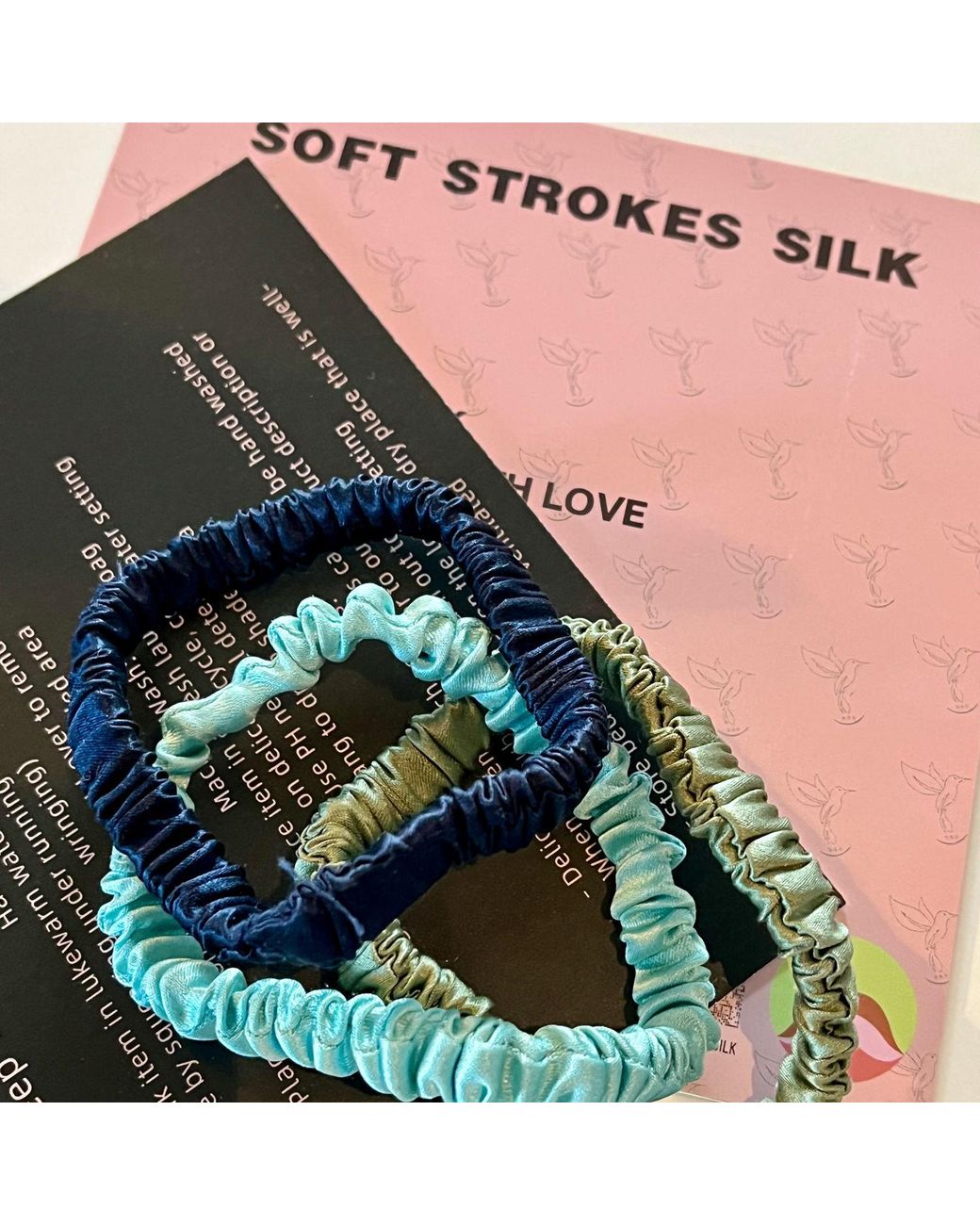 Soft Strokes Silk Green Set Of Three Pure Mulberry Silk Skinny Scrunchies Weekly Special Hair Ties Prairie Trails