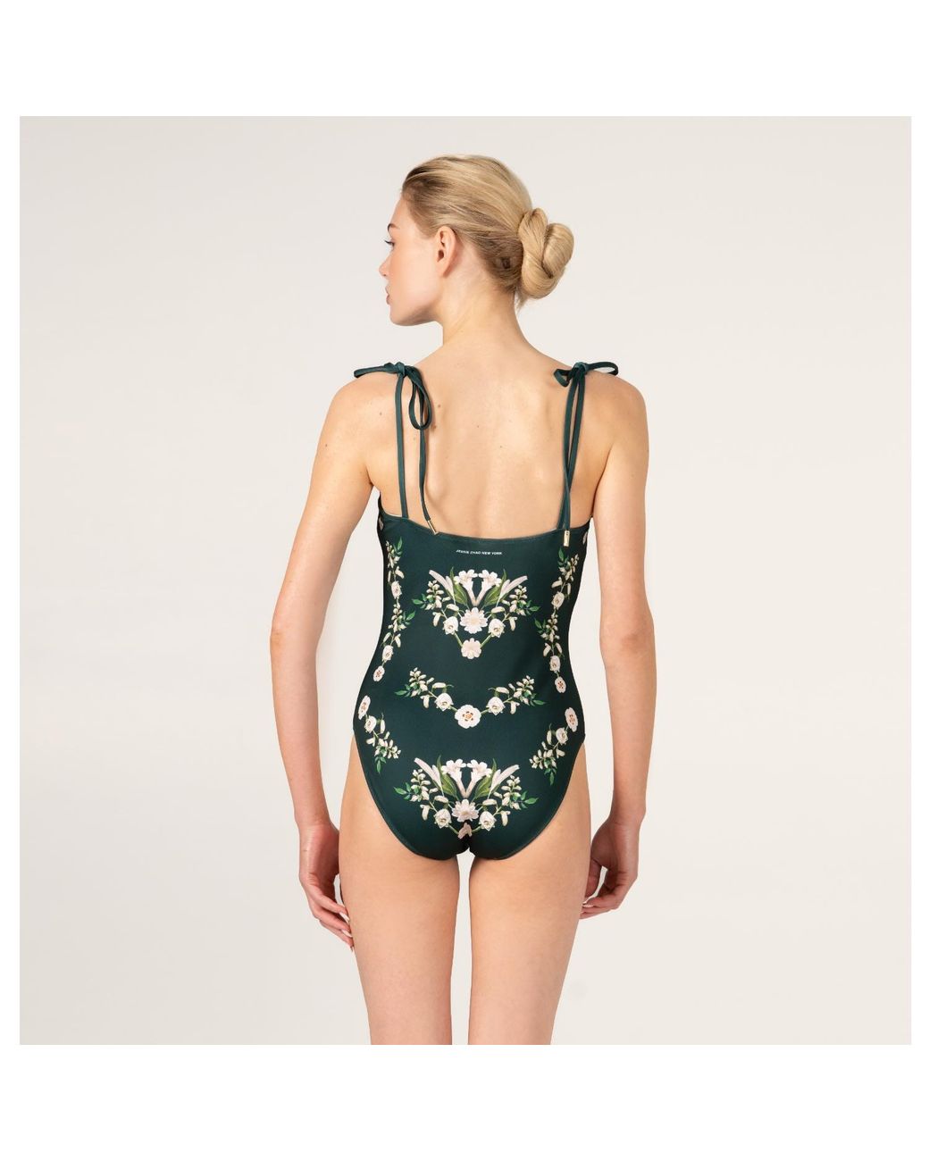 Jessie Zhao New York Green Lily Garden Reversible One Piece Swimsuit