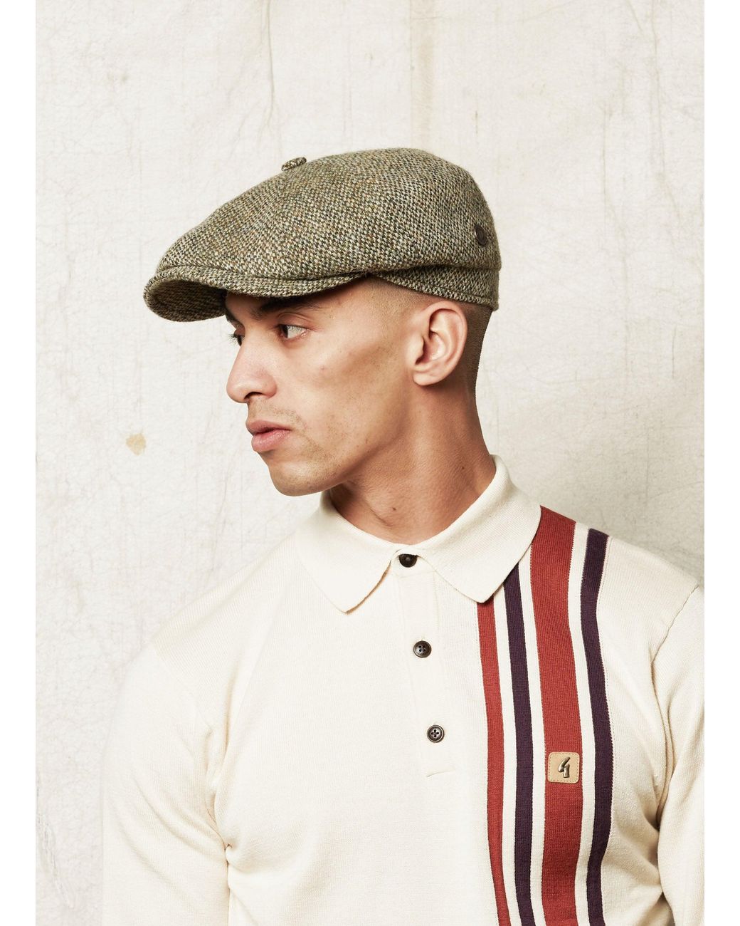 Dasmarca Hats Natural Harrison Grove Light Harris Tweed Newsboy Cap for men