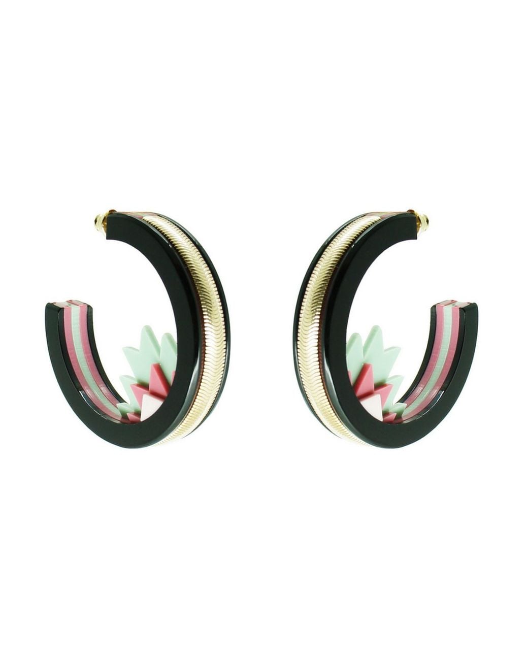 Gissa Bicalho Multicolor Handmade Acrylic Earring Hoops Kuntur Green