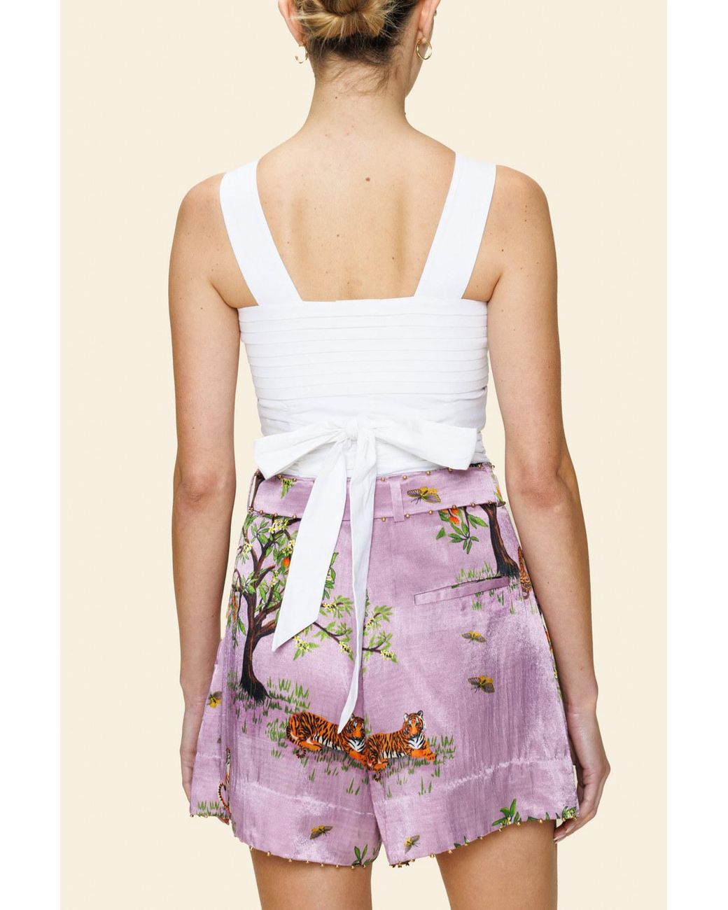 Ashaki Purple The Lilac Shanti Tiger Pleated Shorts