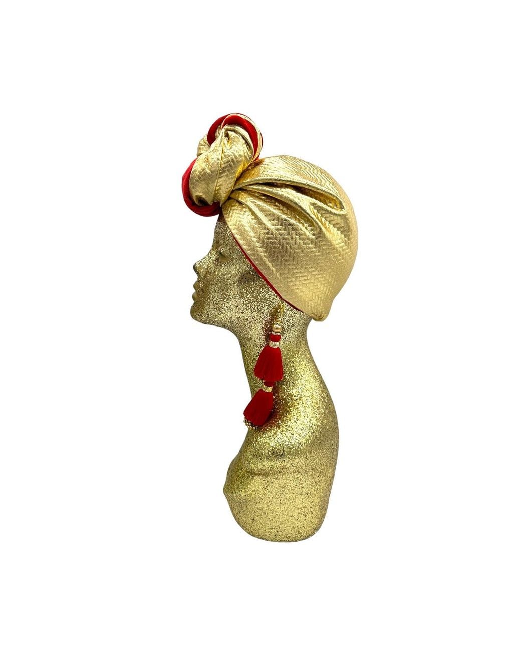 Julia Clancey Red Zia Golden & Ruby Mini Dorado Reversible Turban