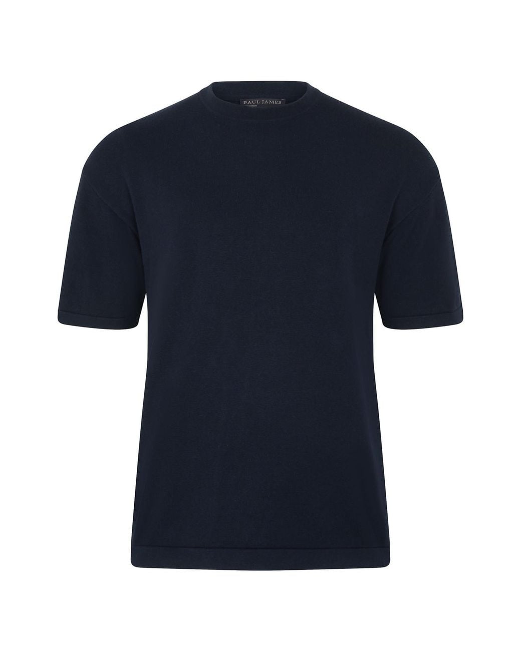 Paul James Knitwear Blue Lightweight Cotton Ewan Oversized Knitted T-Shirt for men