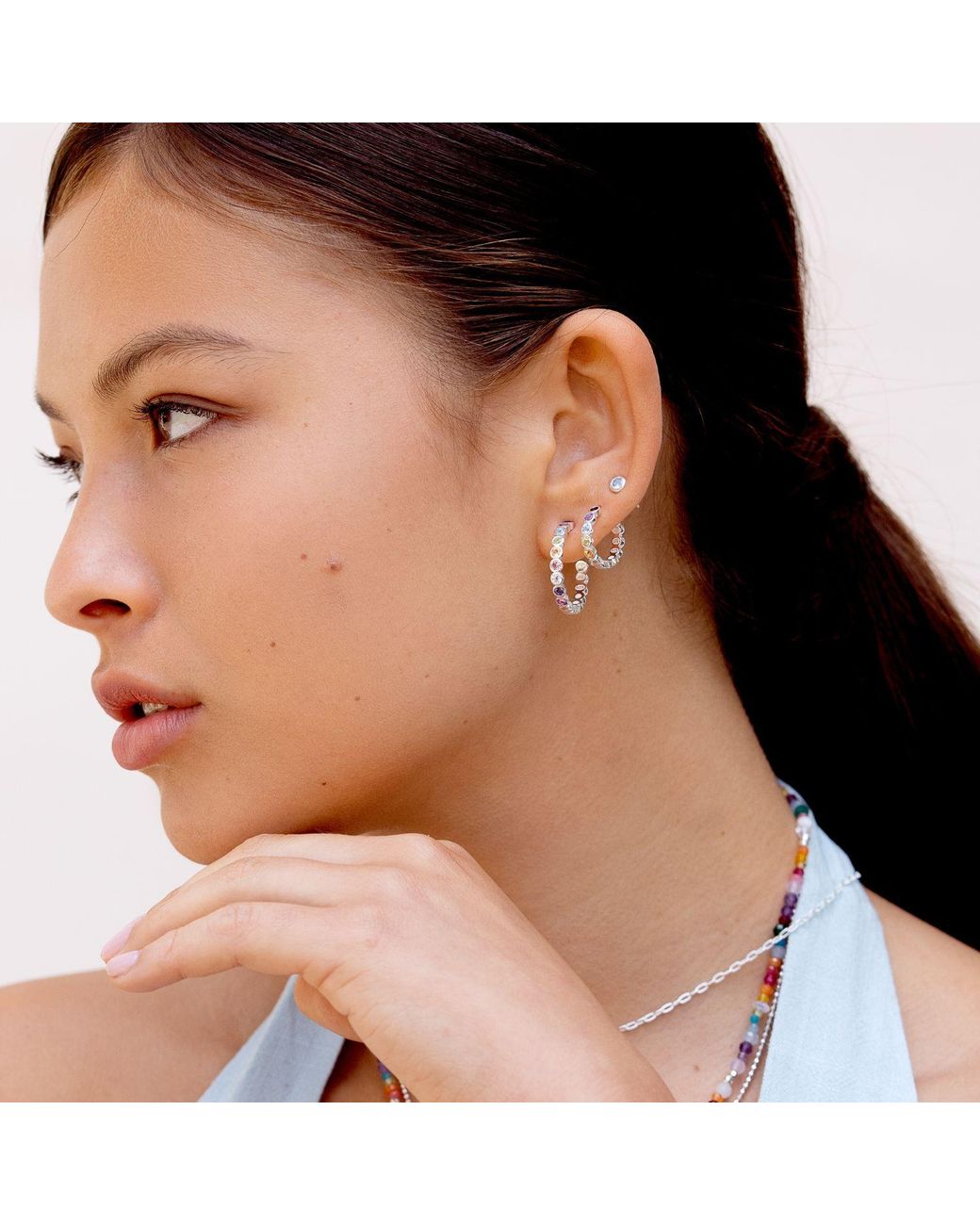 Dower & Hall Metallic Tutti Frutti Huggie Hoops