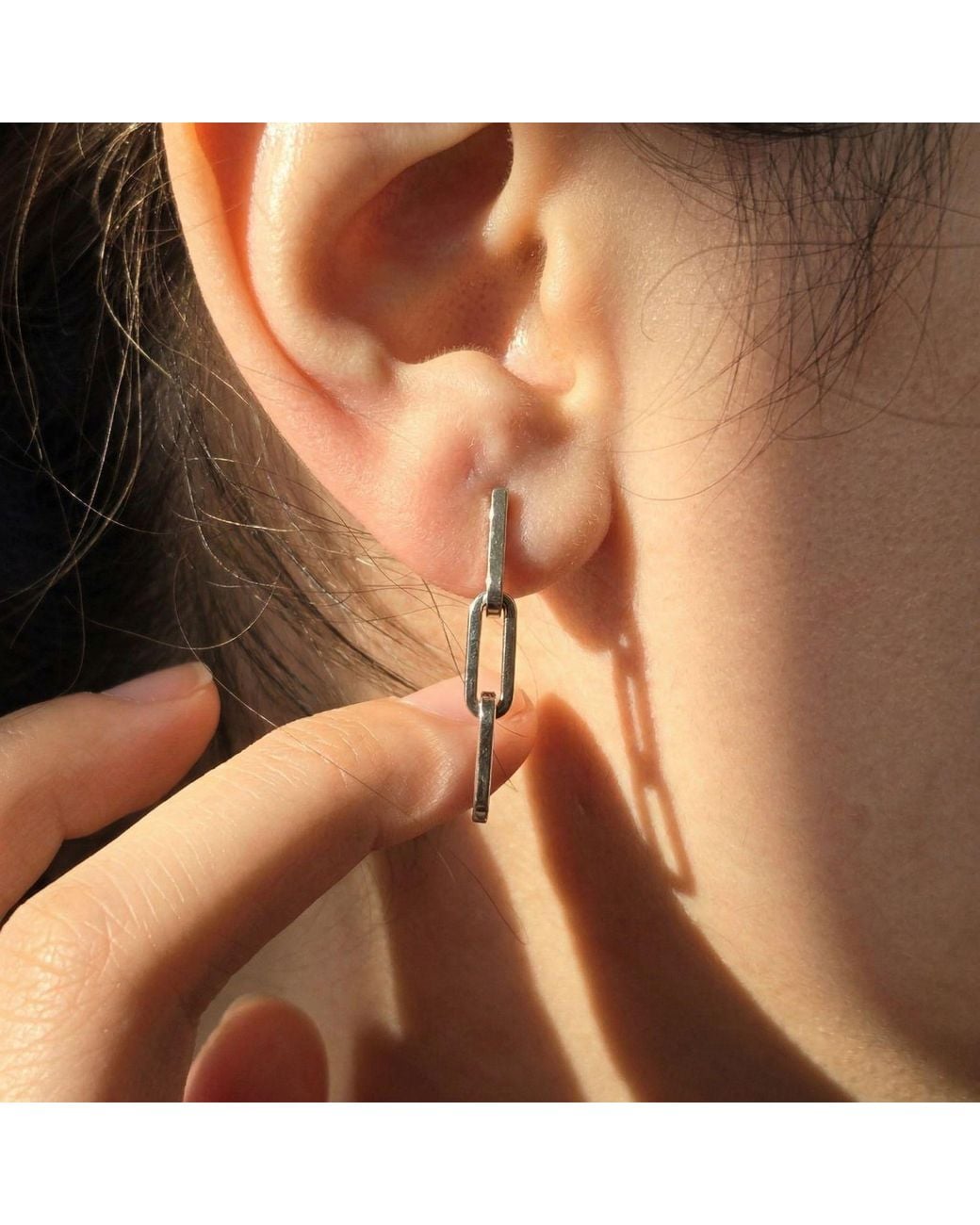Sophelia White Paperclip Link Chain Everyday Drop Sterling Earrings