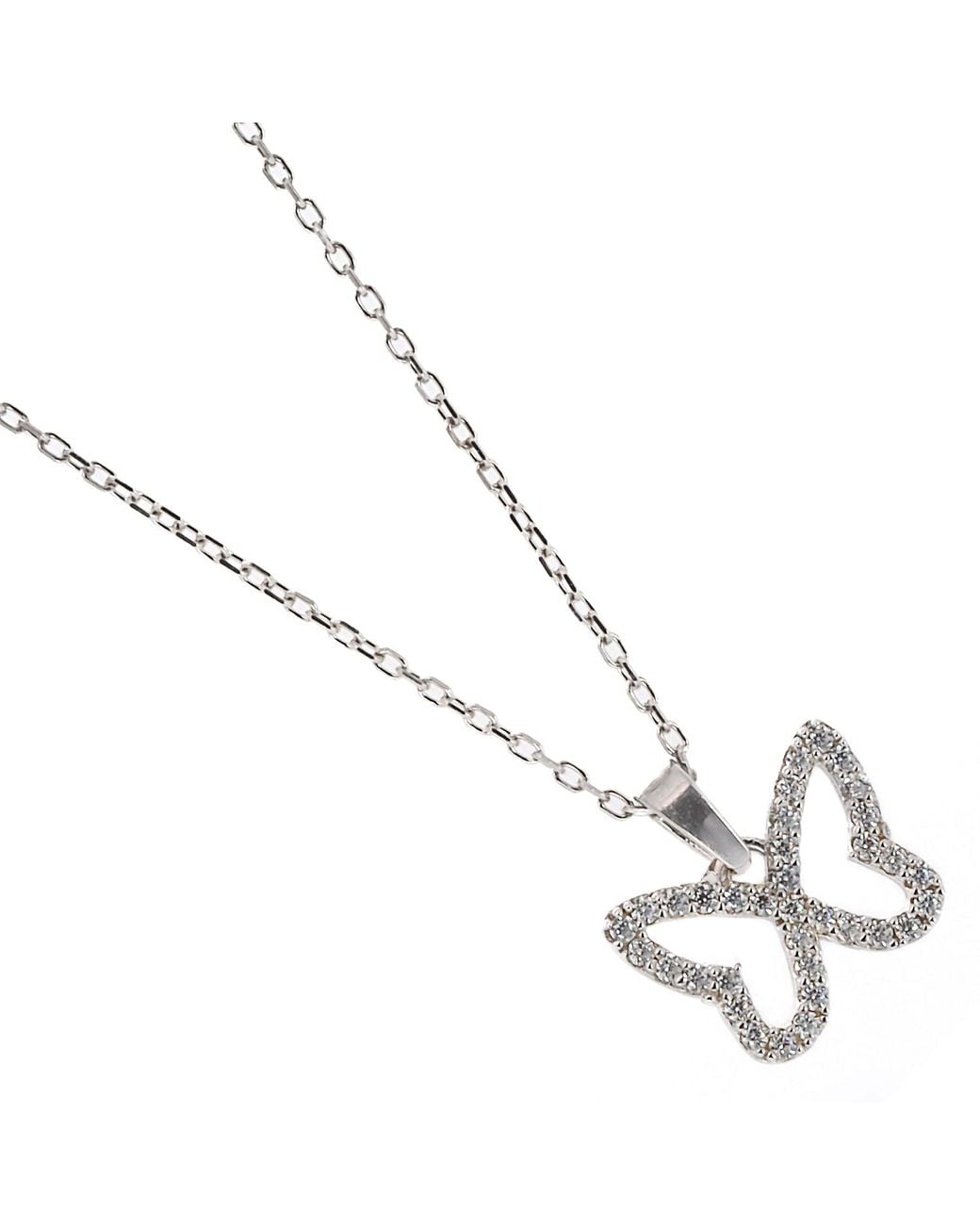 Ebru Jewelry Metallic Sparkly Butterfly Necklace