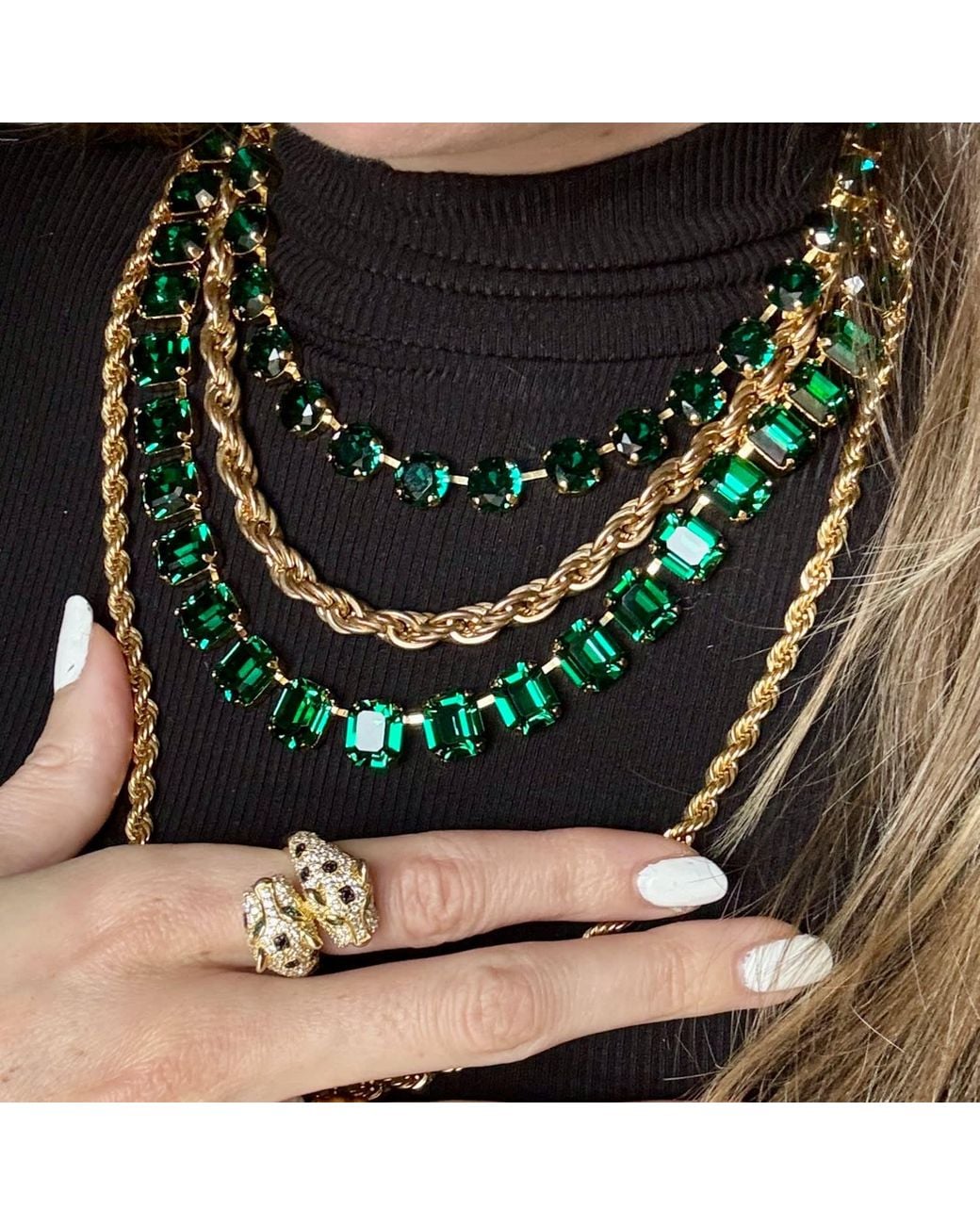 Laura Gray Green Adjustable Emerald Crystal Riviera Necklace