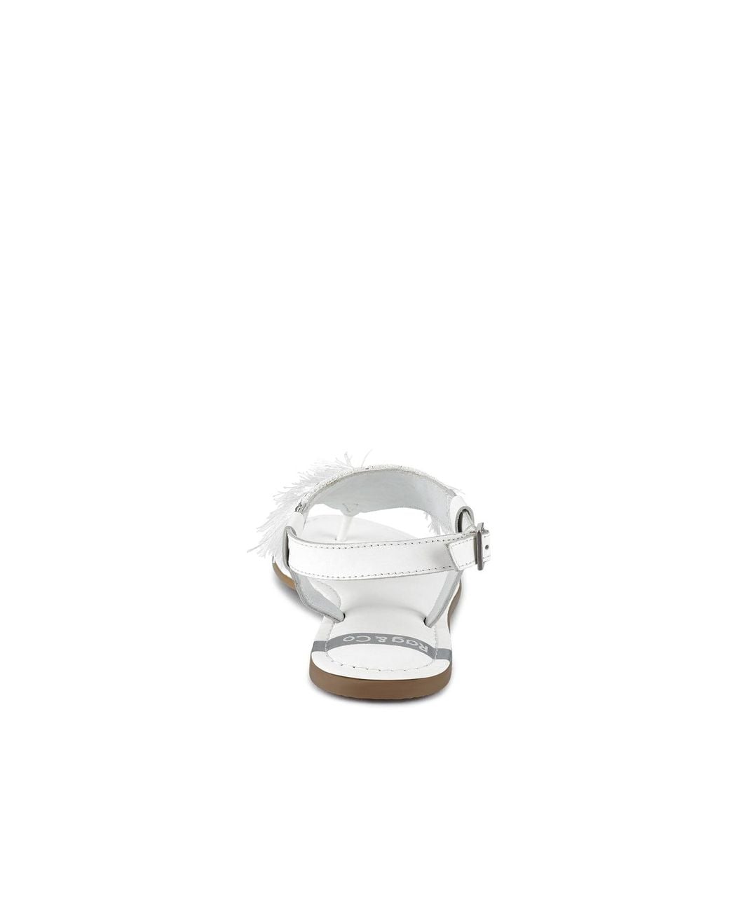 Rag & Co White Risha Genuine Leather Tassel Sandals