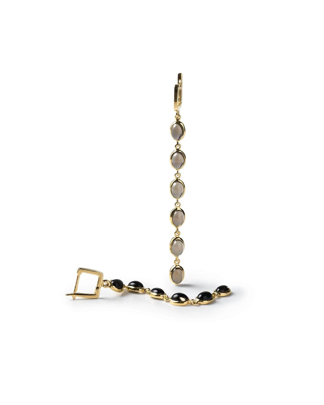 German Kabirski Metallic Koro Plated Earrings With Smoky Quartz