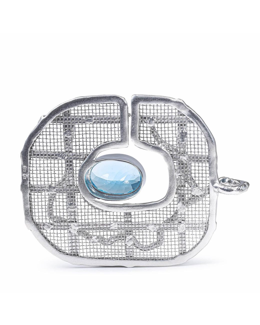 German Kabirski Blue Eriu Singular Edition And Titanium Mesh Pendant With Topaz