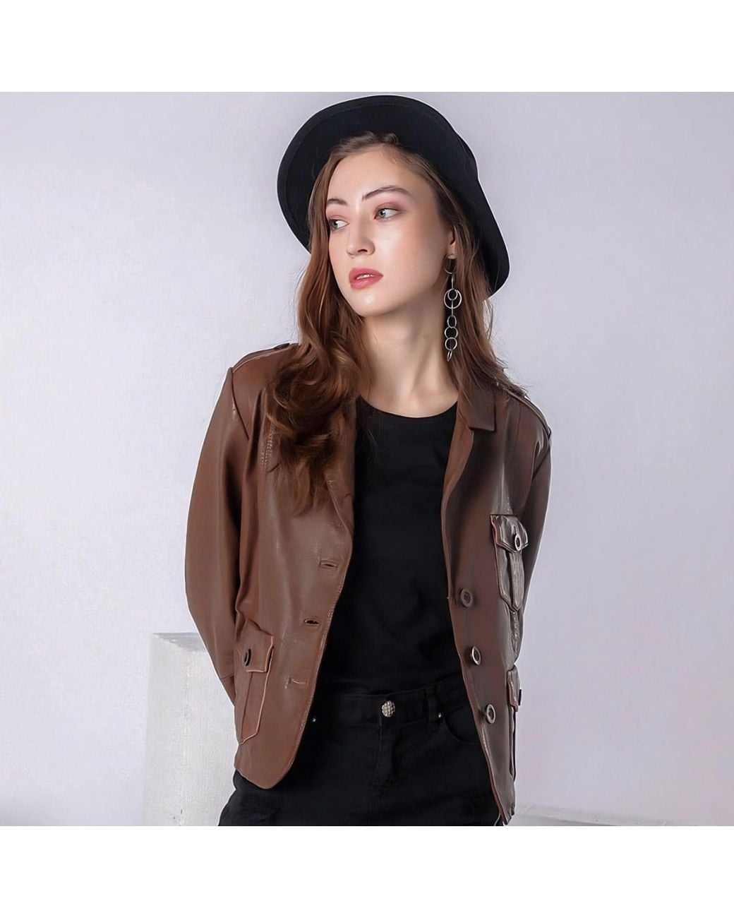 Zasta Studio Brown Irish Mule Multipocketed Leather Blazer