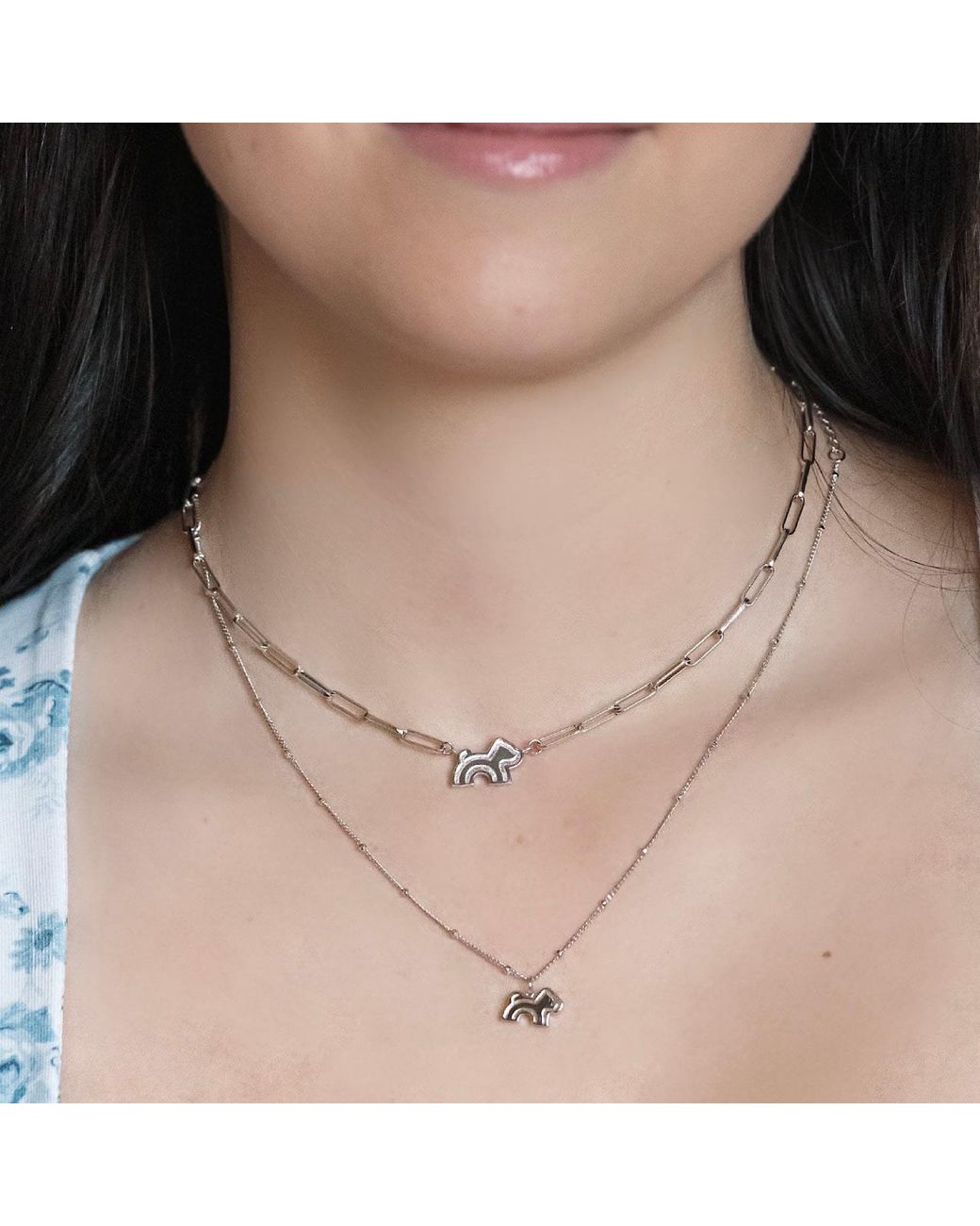 Cloud Haven Metallic Paperclip Chain Logo Necklace