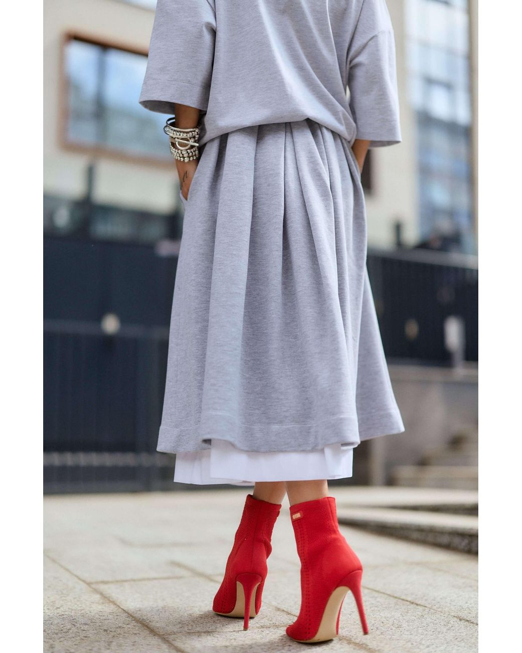 Clothes by Locker Room Gray Pleated Midi Skirt