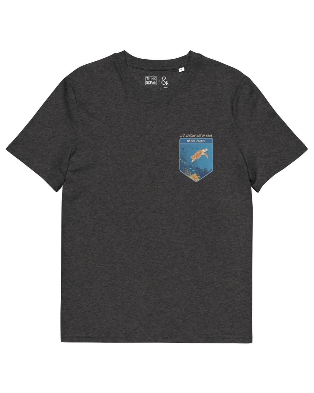 Anchor and Crew Black Heather Think Ocean Turtle Love The Planet Organic Cotton T-Shirt