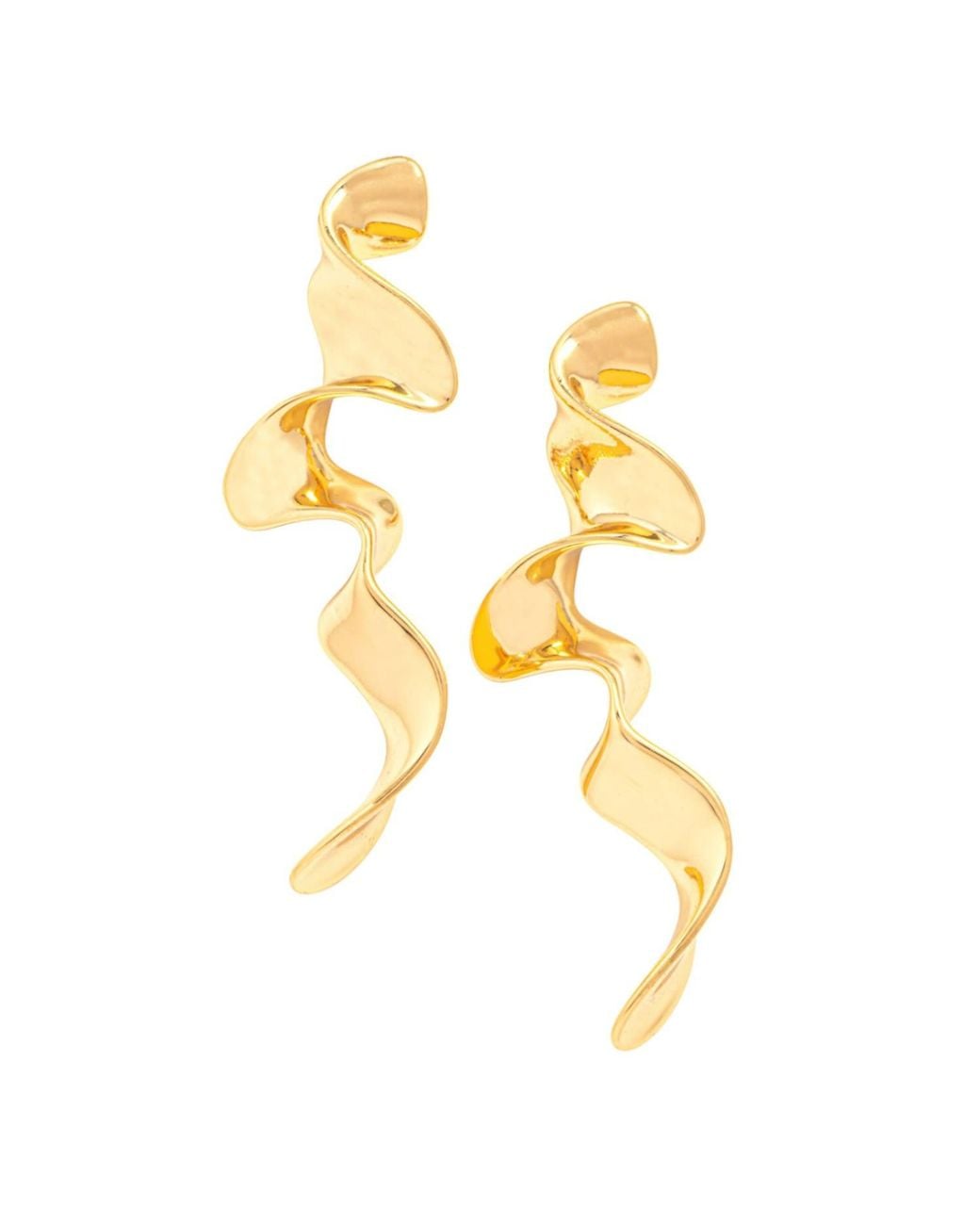 Uchi and Soto Metallic Nami Long Wave Earrings