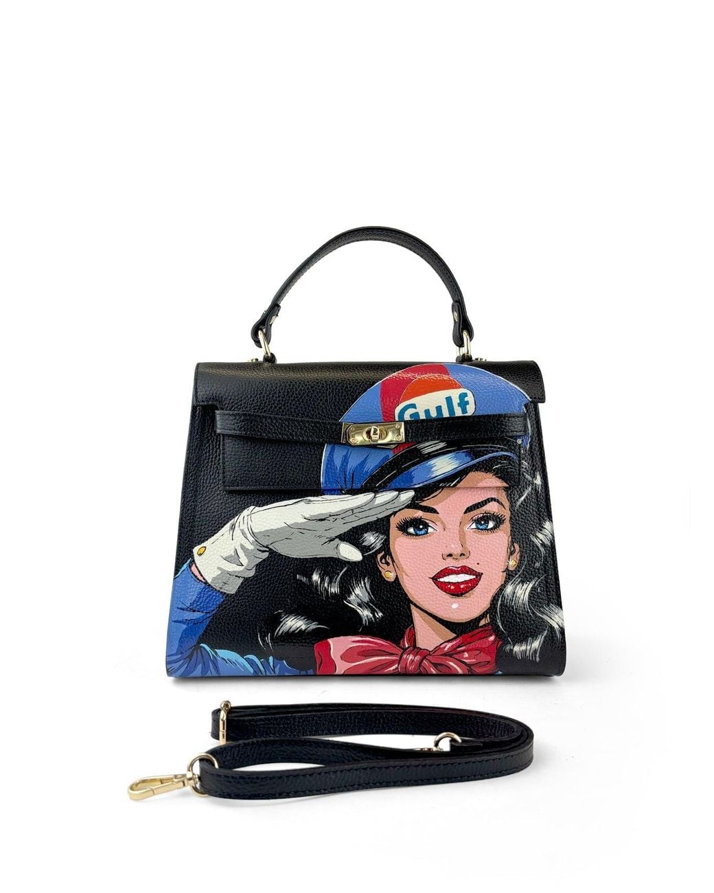 Maison Rubaiyat Blue Lulu Hand-Painted Leather Top Handle Bag – Gulf