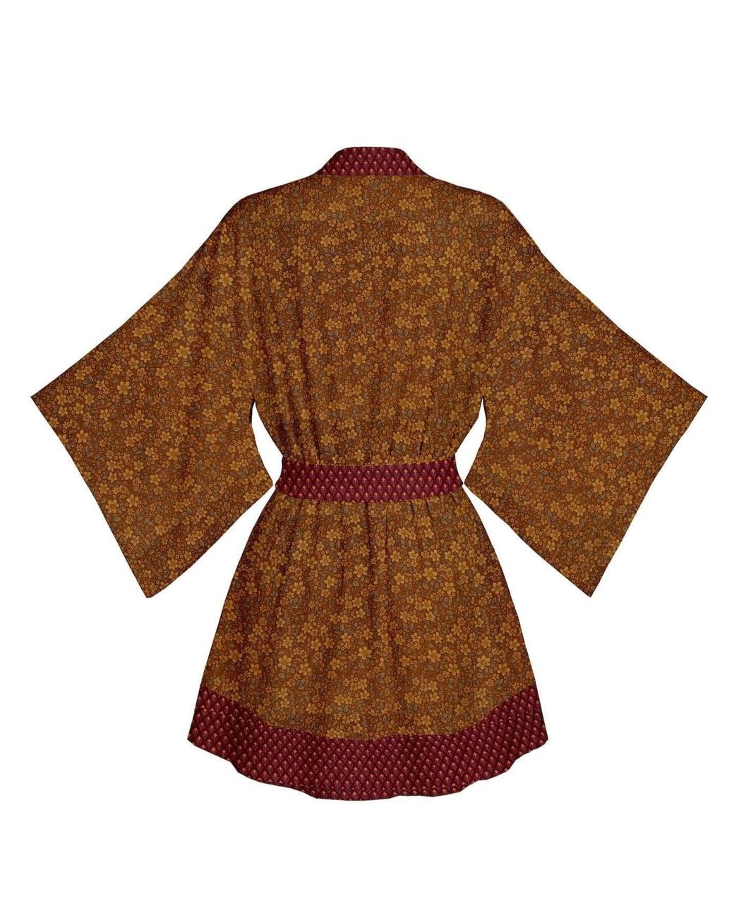 Artemis Muse Brown One Of A Kind Recyled Sari Kimono Unique One Hundred And Fifteen