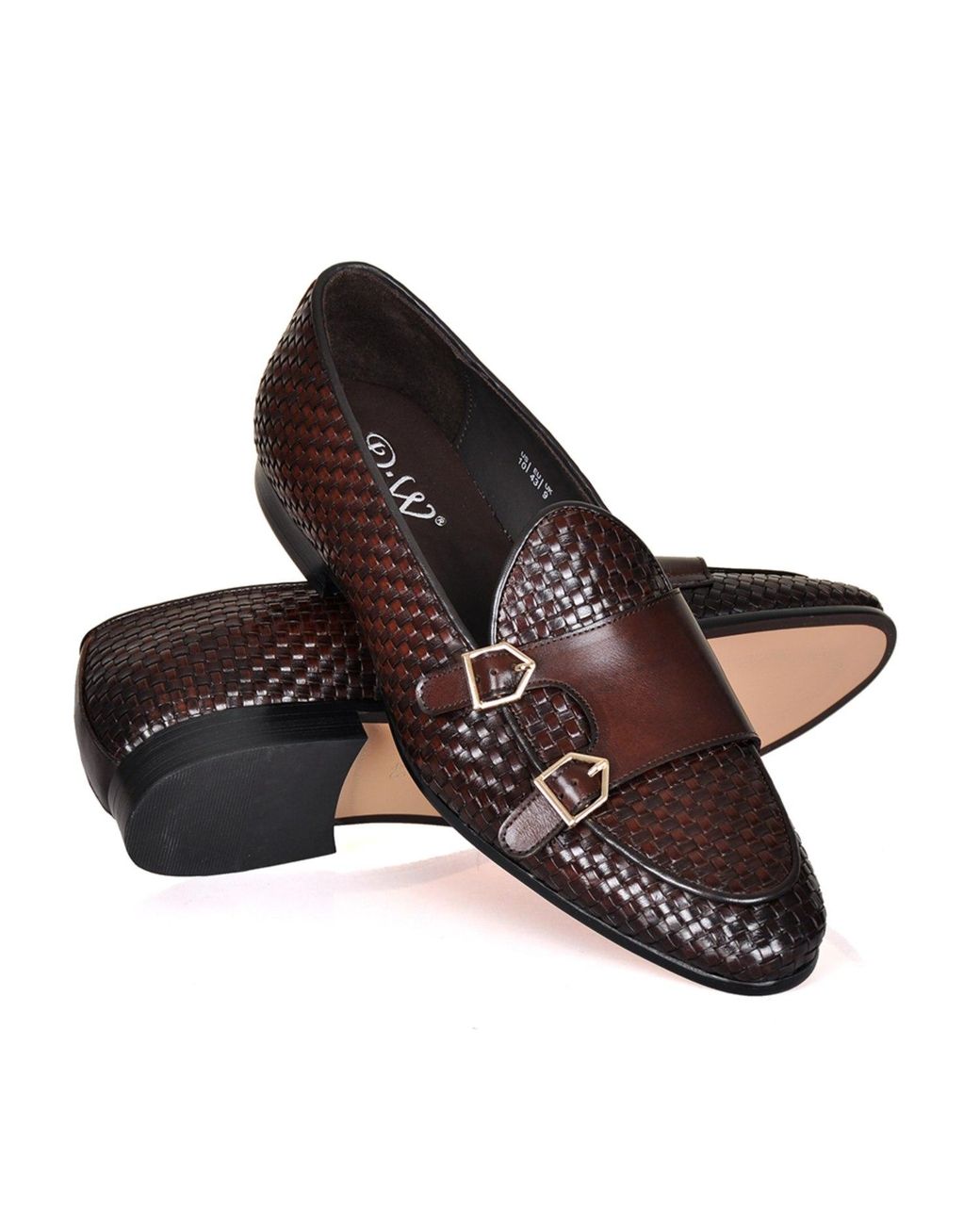 DAVID WEJ Brown Lorenzo Woven Monk Strap Loafers for men