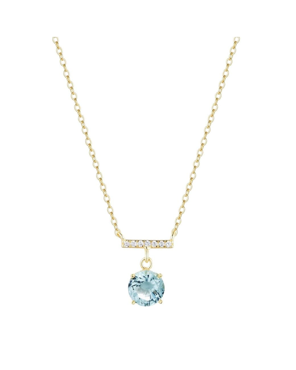 KAMARIA Metallic Birthstone Solitaire & Crystal Bar Necklace