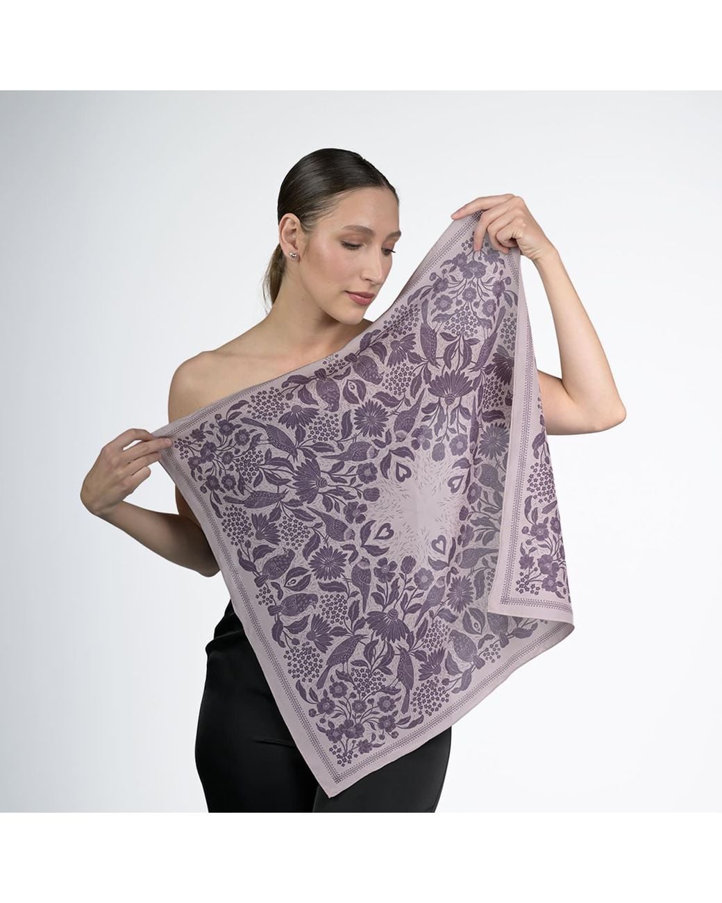Silk&Soul Purple Bird Scarf