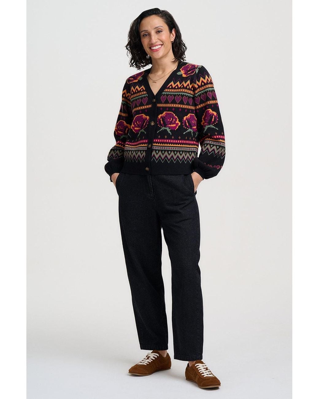 Sugarhill Red Adrian Cardigan Roses
