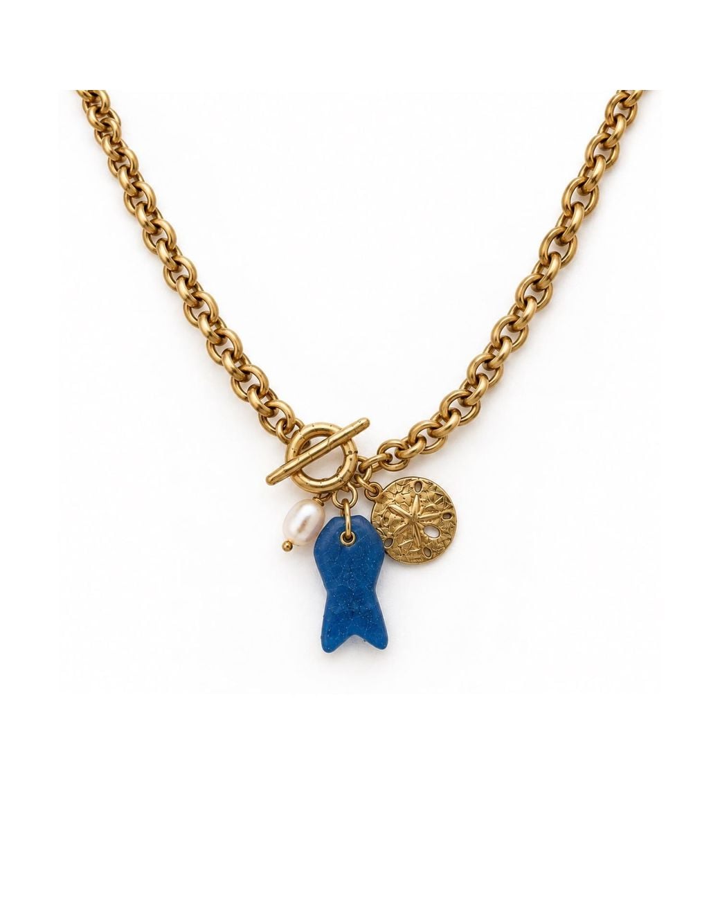 Lalinde Metallic Capri Fish Charm Necklace