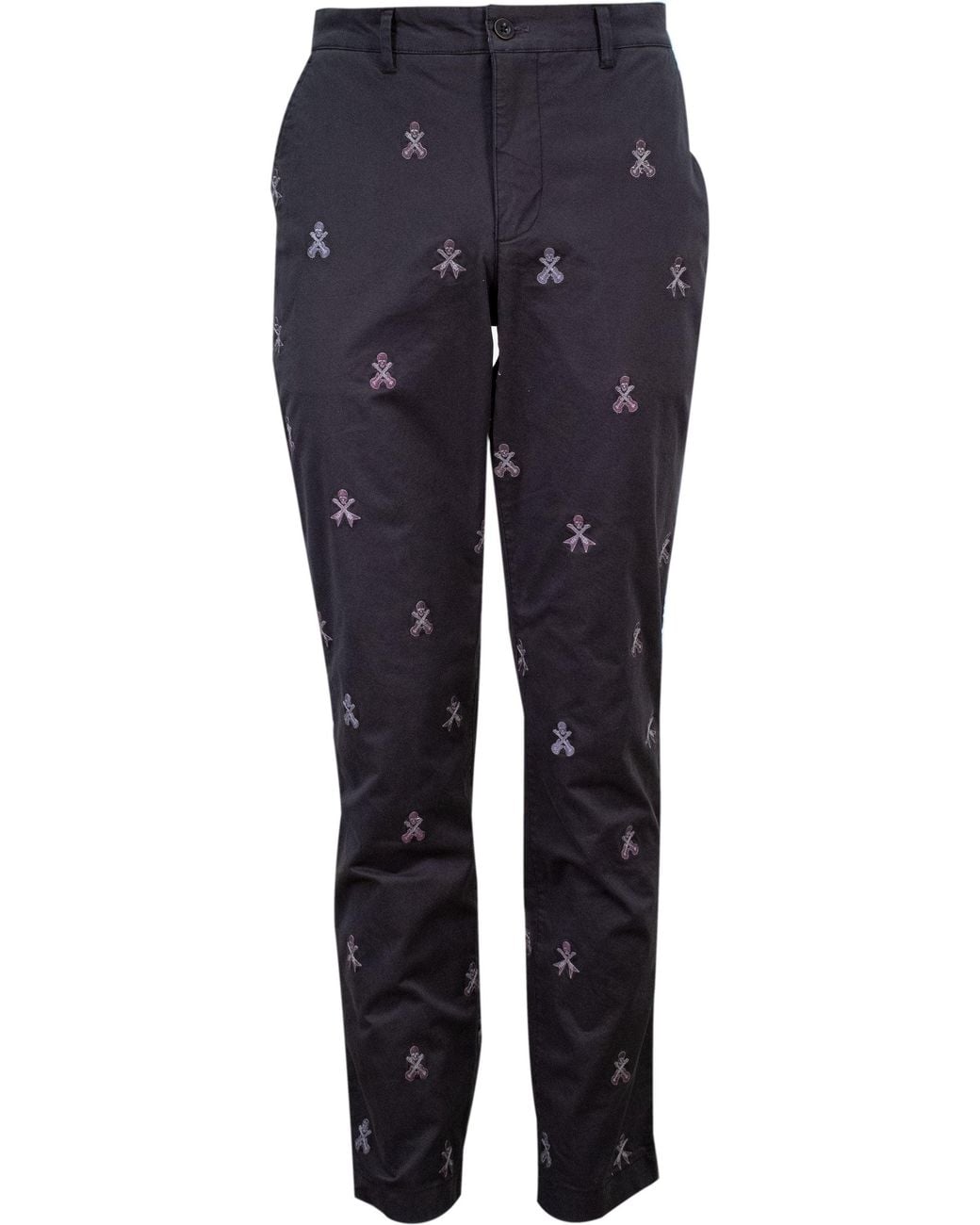 Lords of Harlech Blue Charles Rockskull Embroidery Pants for men