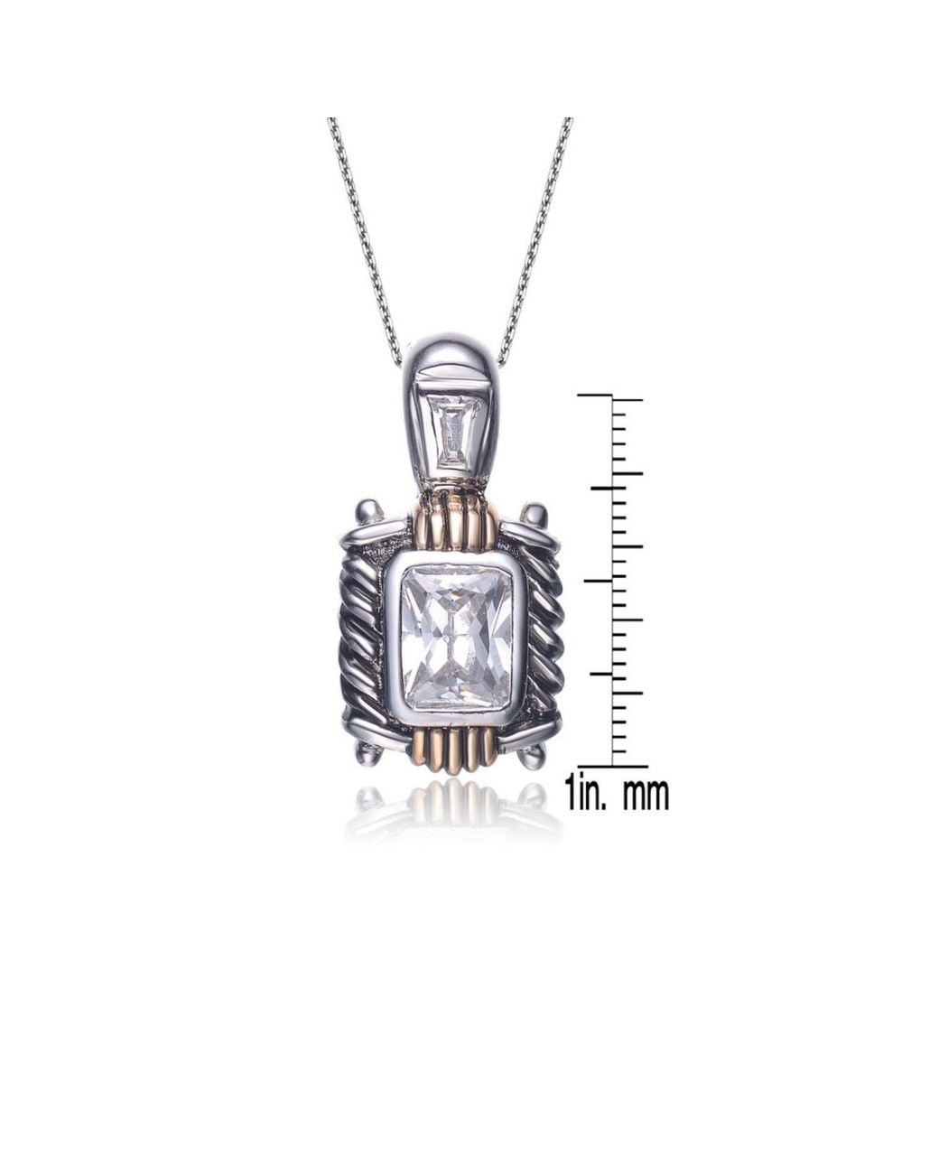 Genevive Jewelry White Sterling Cubic Zirconia Crest Necklace