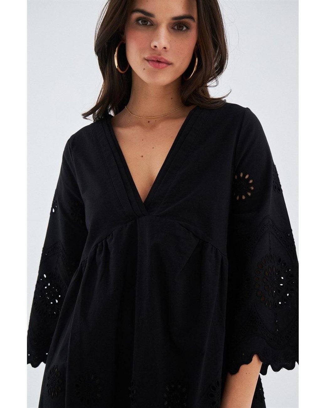 Peraluna Black Hiromi Pure Cotton Mini Dress