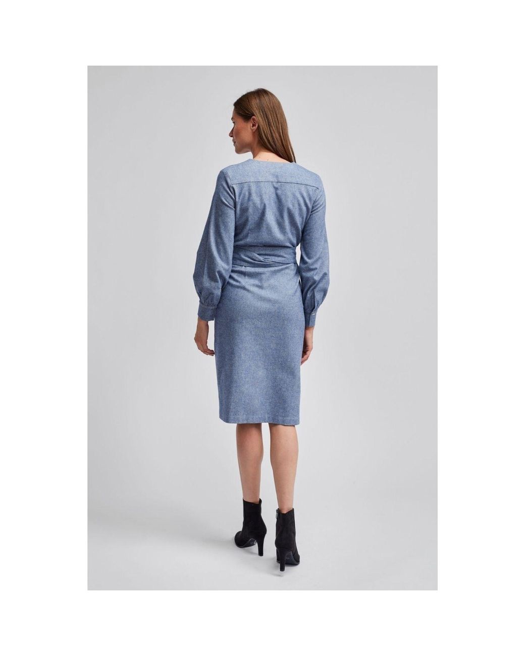 Marianna Déri Blue Herringbone Wrap Dress