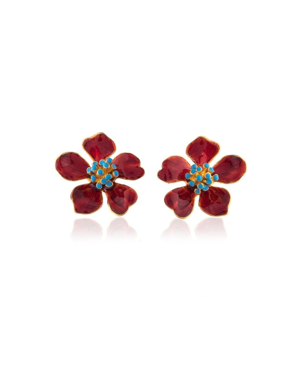 Milou Jewelry Red Cherry Blossom Flower Earrings