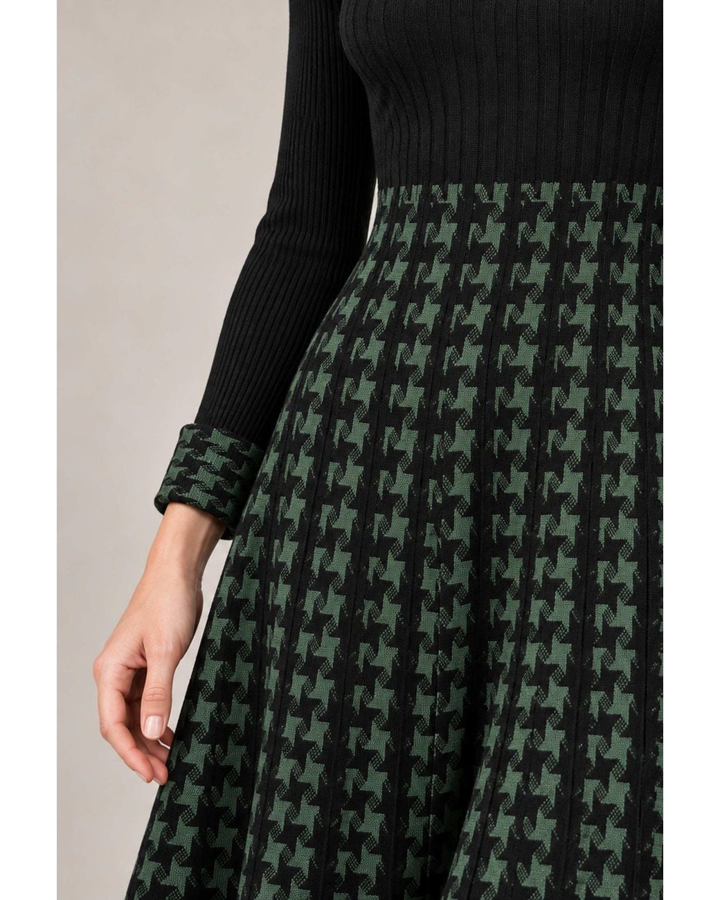 James Lakeland Black Houndstooth Knitted Dress
