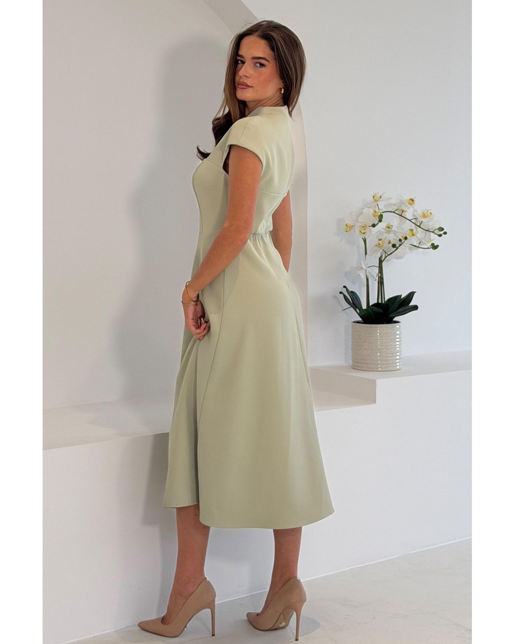 Girl In Mind Green Amora Midi Dress Sage