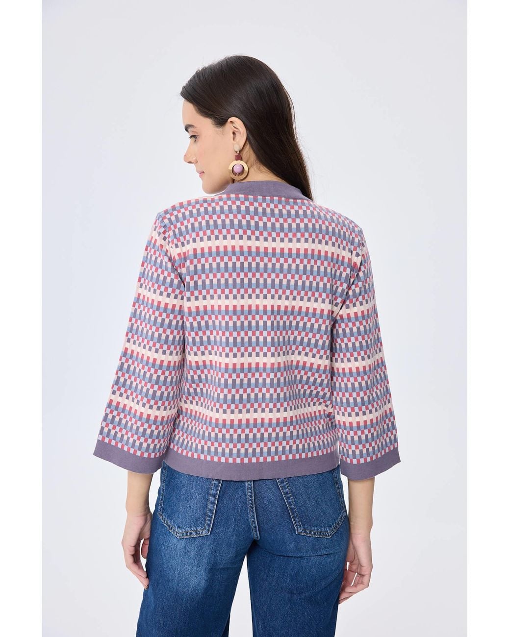 Peraluna Red Imagine Jacquard Knit Cardigan