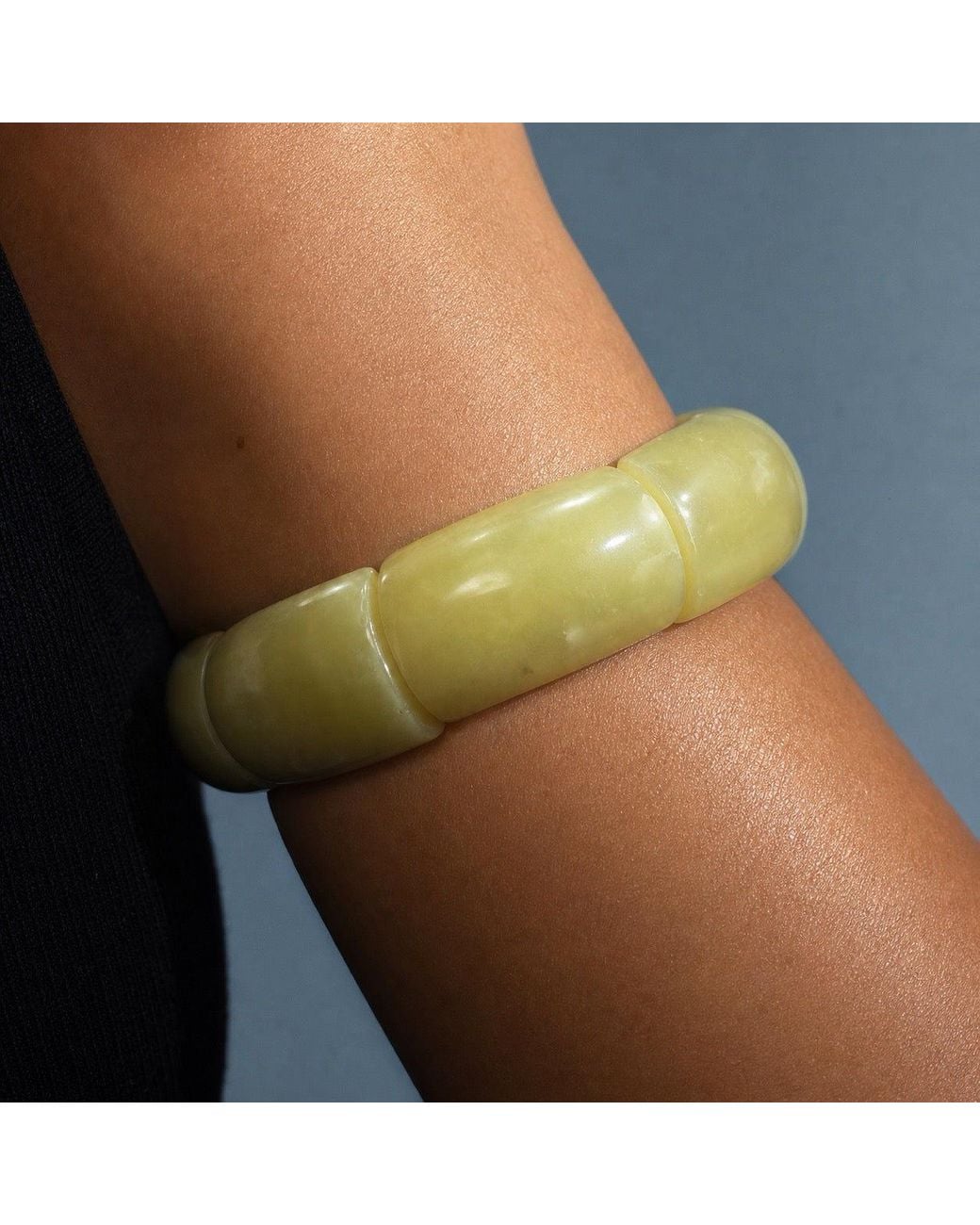 Saéa Green Serpentine Panel Beaded Stretch Bracelet