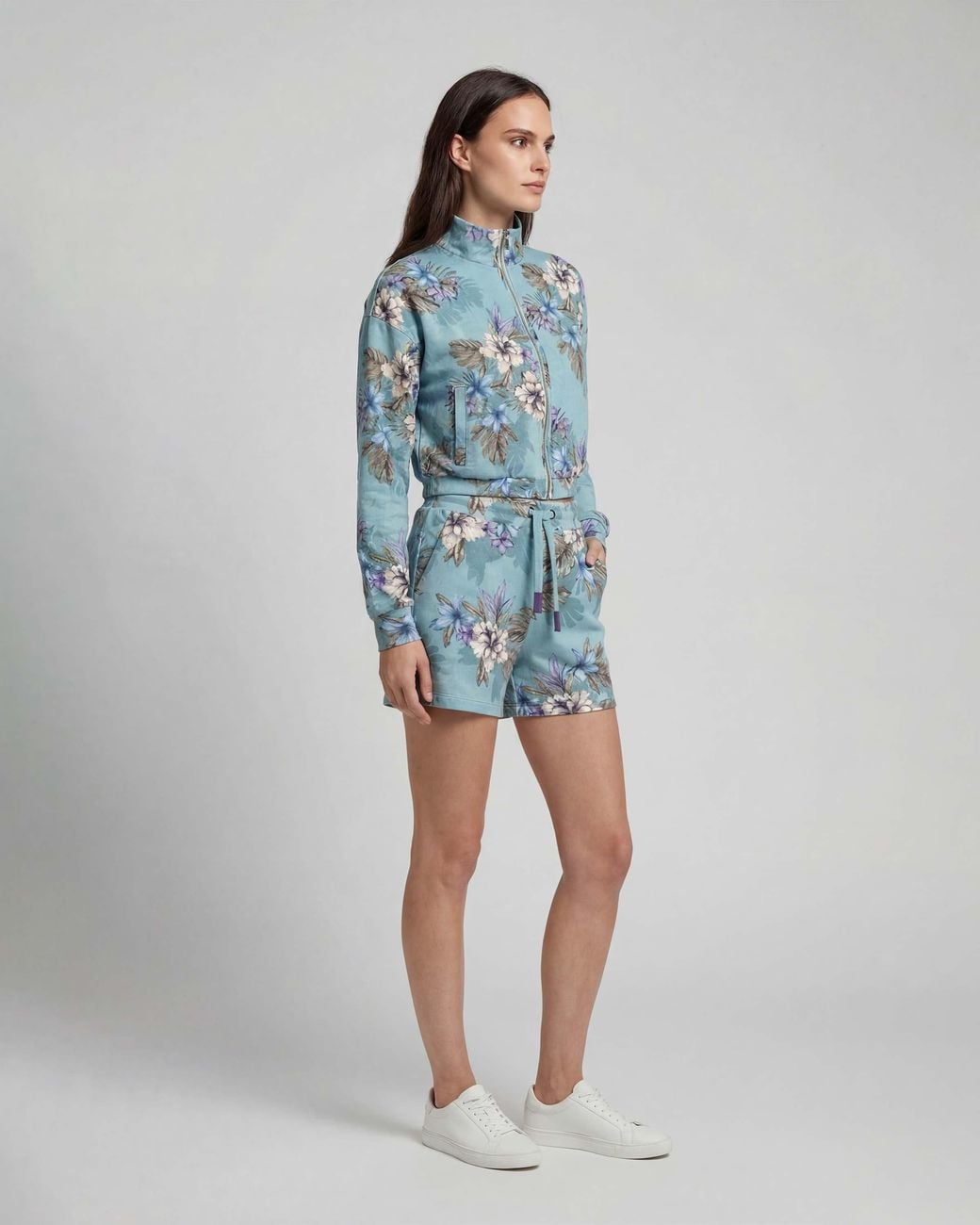 Lords of Harlech Blue Penelope Exotic Floral Drawstring Short