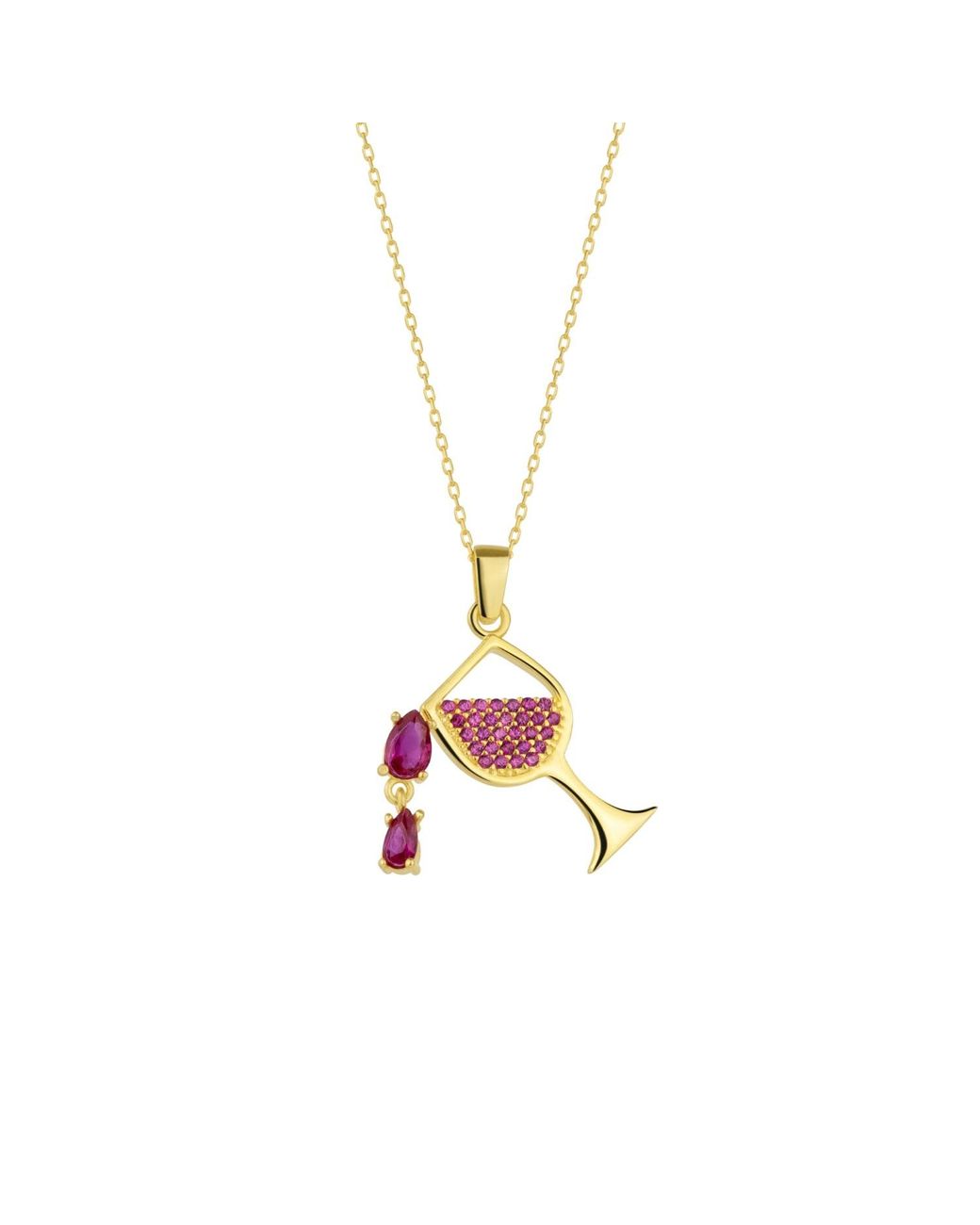 Spero London Metallic Wine Glass Sterling Necklace