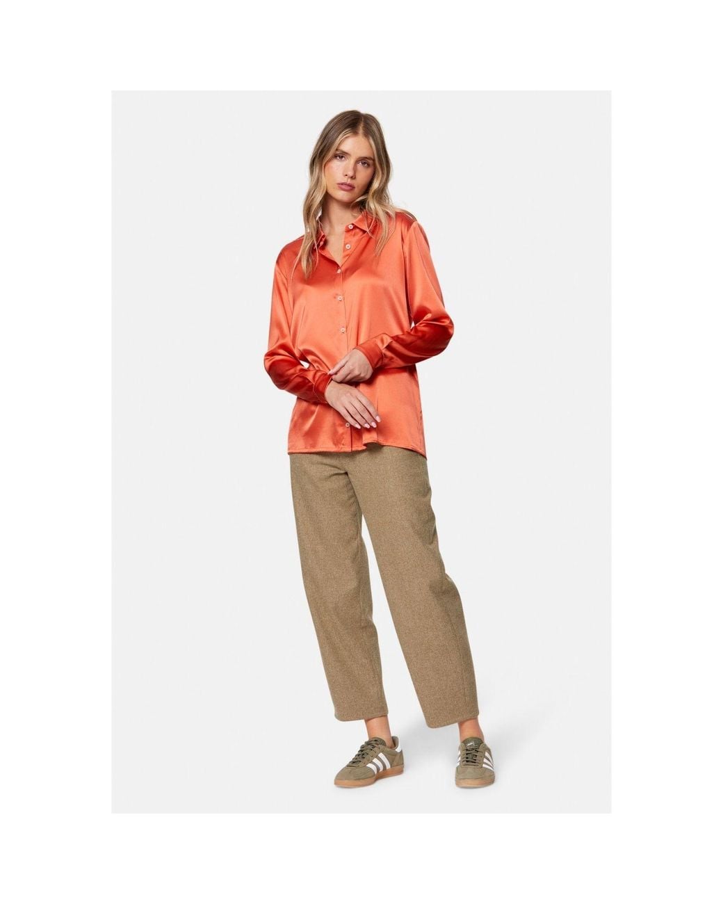 Helen Mcalinden Orange Elsie Silk Utility Shirt