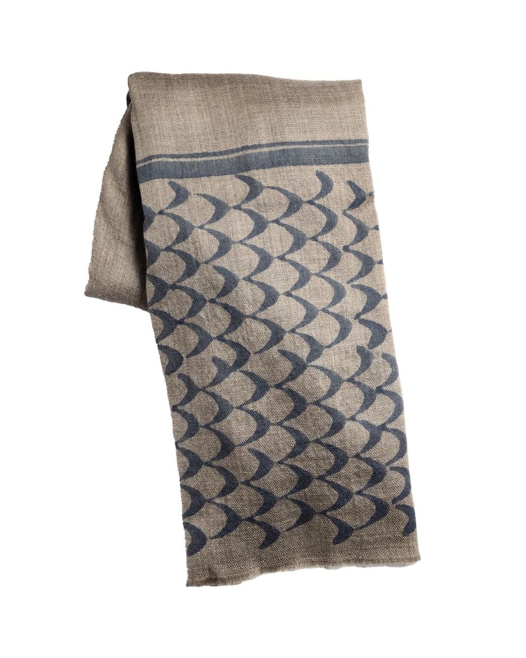 Babs Boutique NYC Gray Neutrals Cashmere Hand Block Printed Scarves