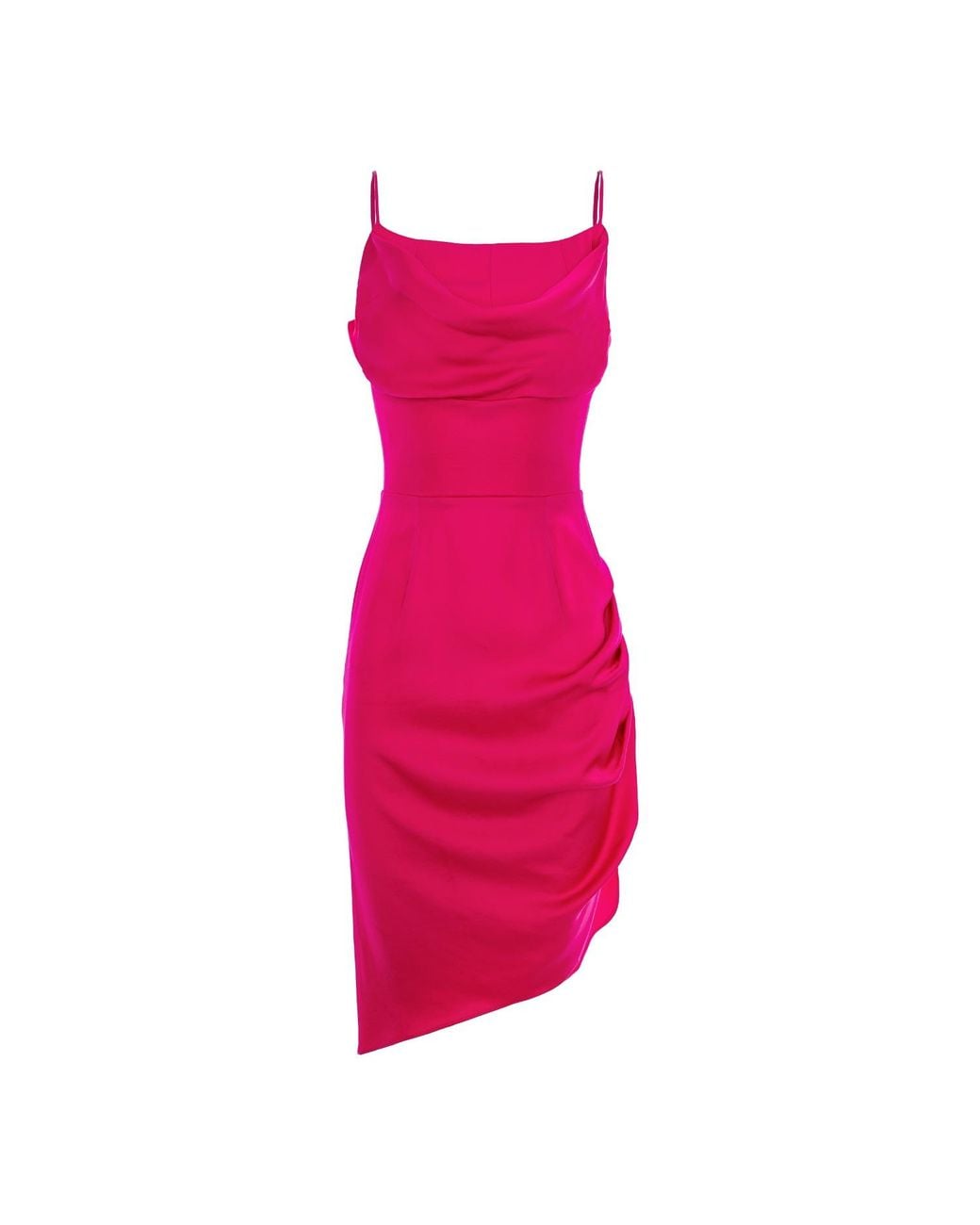 AVENUE No.29 Pink Midi Slip Dress With Side Gathering
