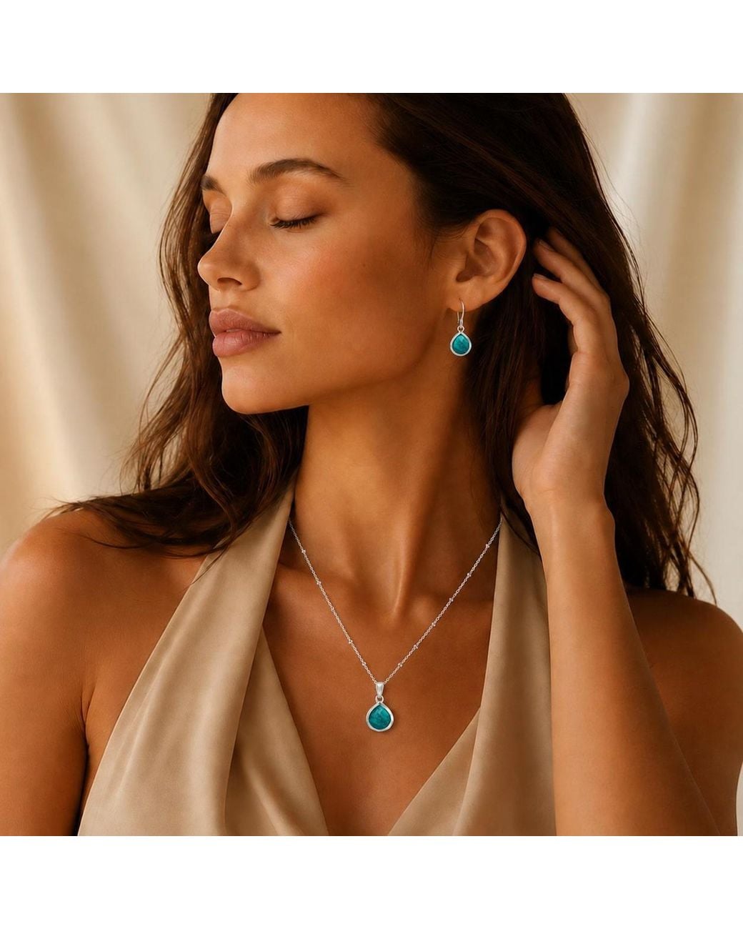 The Jewellery Store London Blue Sterling Pear Shaped Jewellery Set