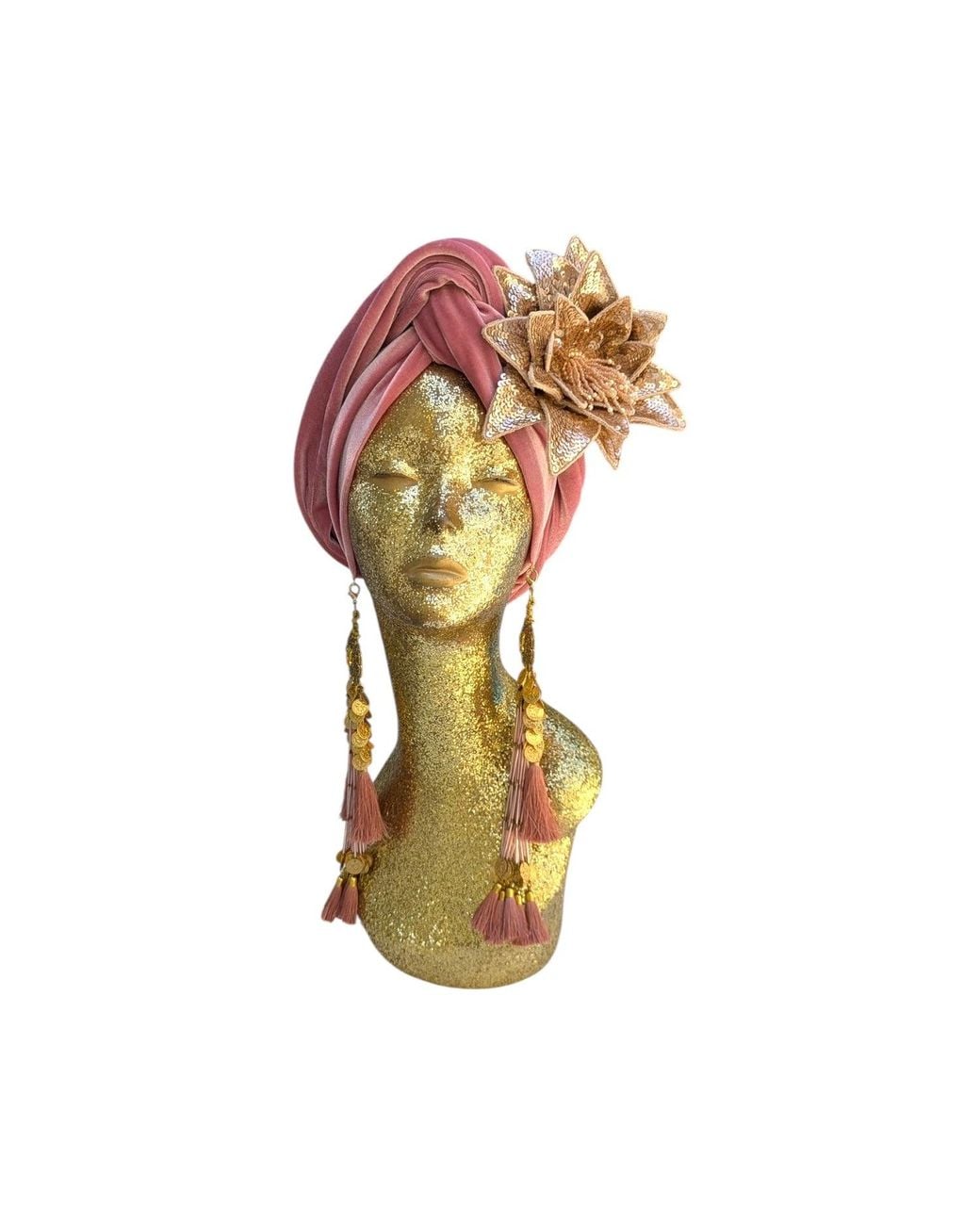 Julia Clancey Red Cha Cha Cha Boom Dusky Dream Velour Turban