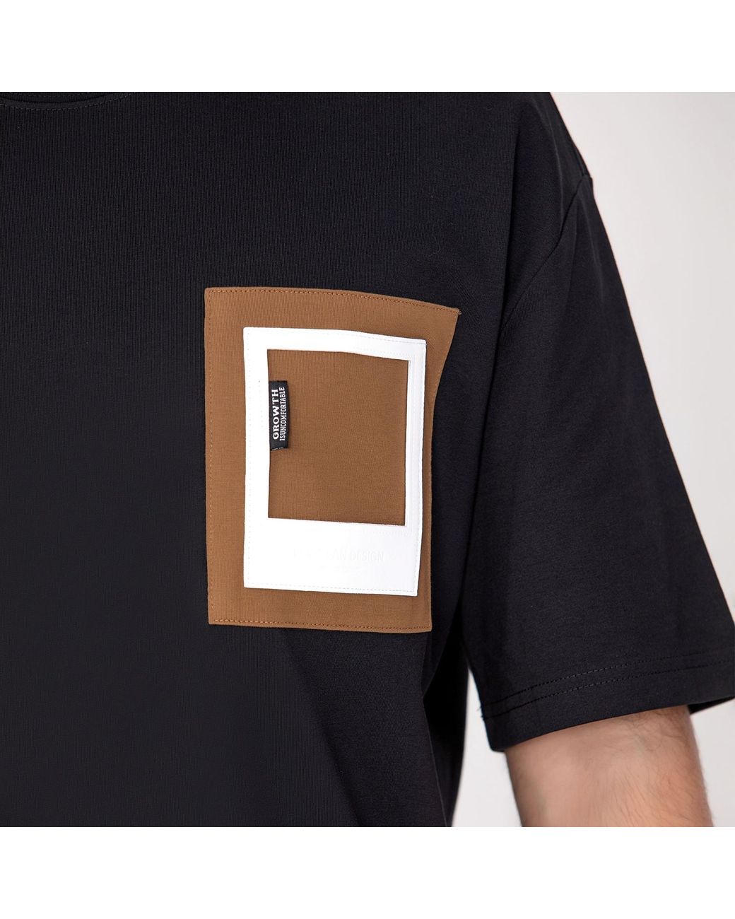 Smart and Joy Black Pocket Window T-Shirt for men
