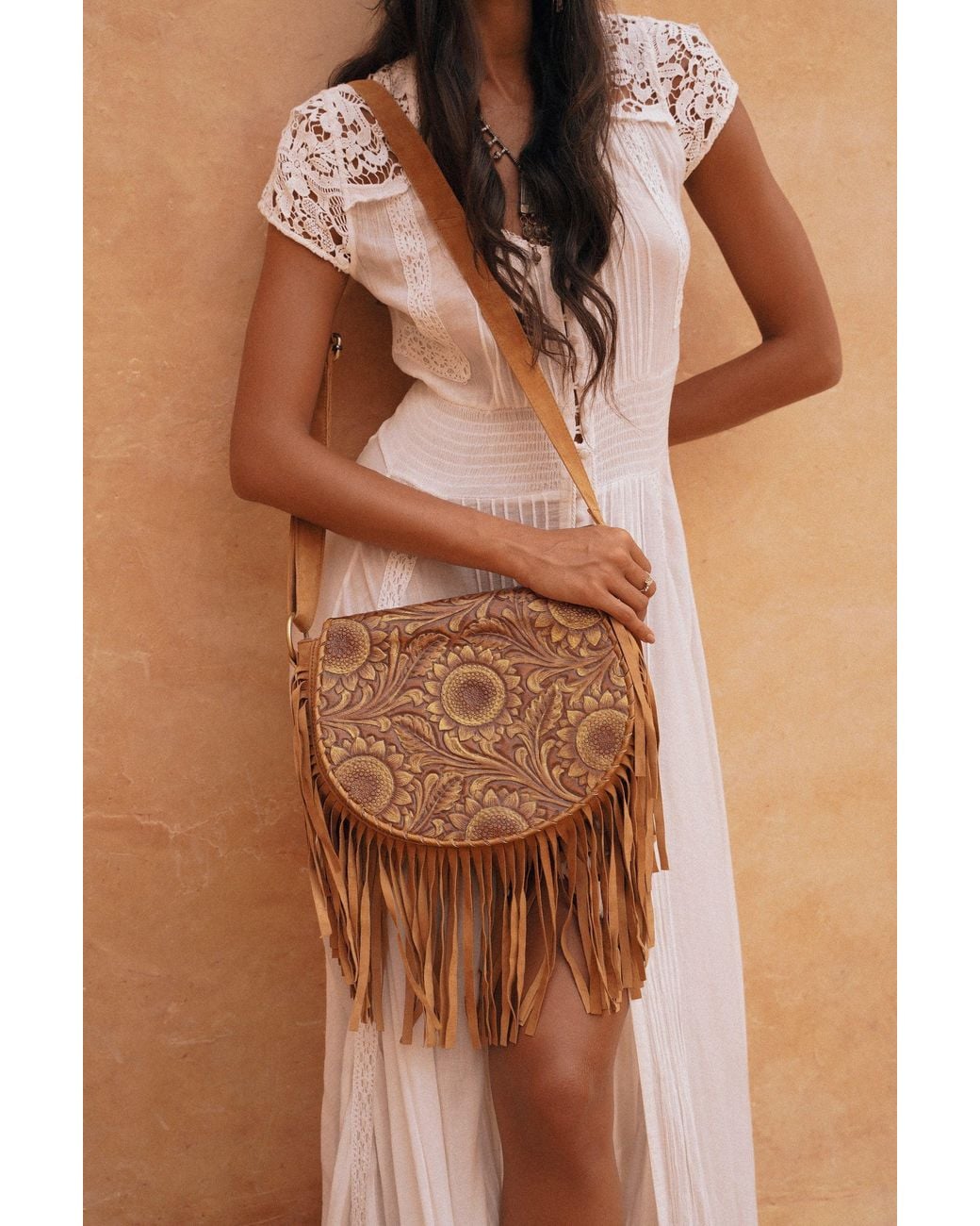 Jodi Lee Brown Anahita Sunflower Bag Antique Medium Dark Tan